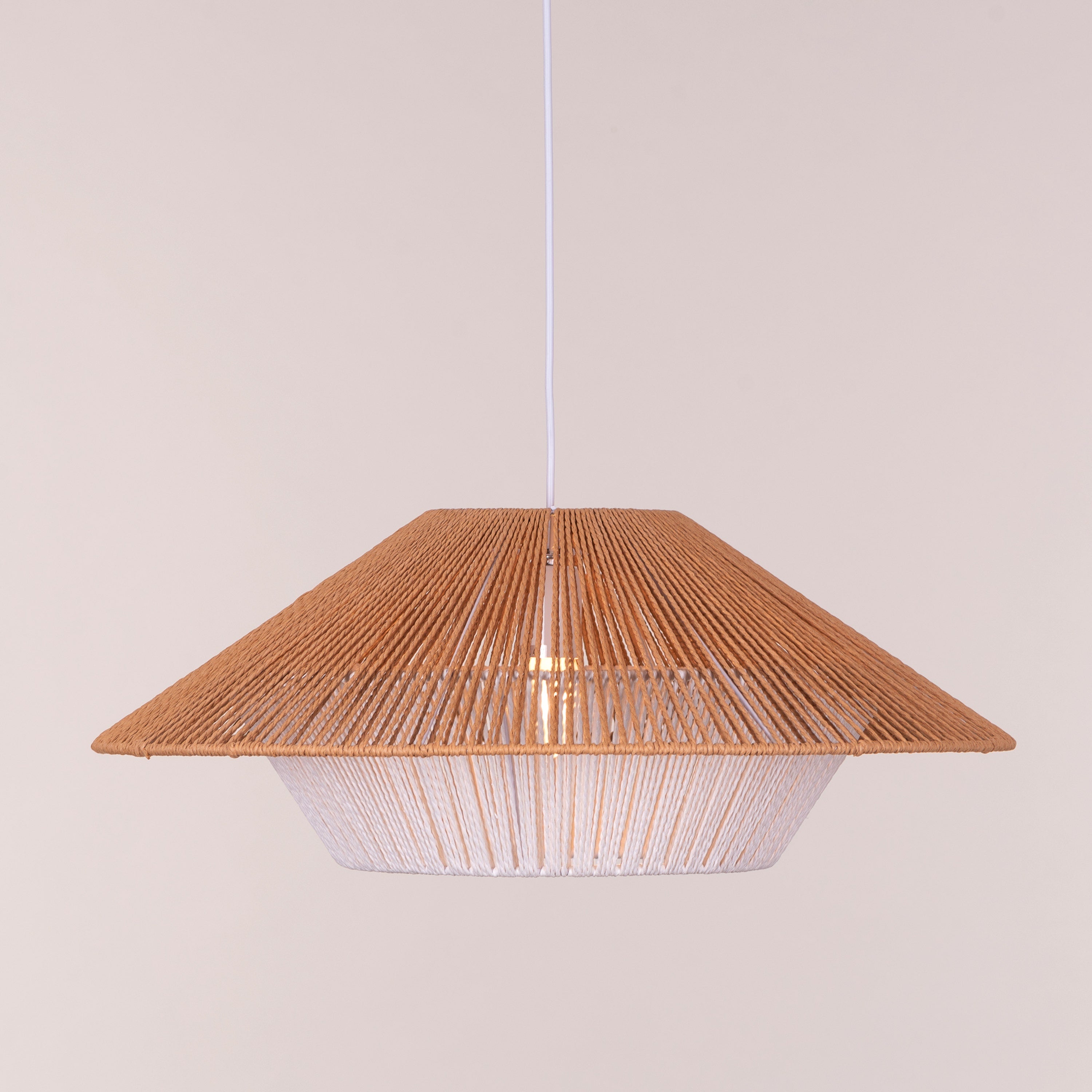 Mean What You Say (Brown, White) Rattan Pendant Light