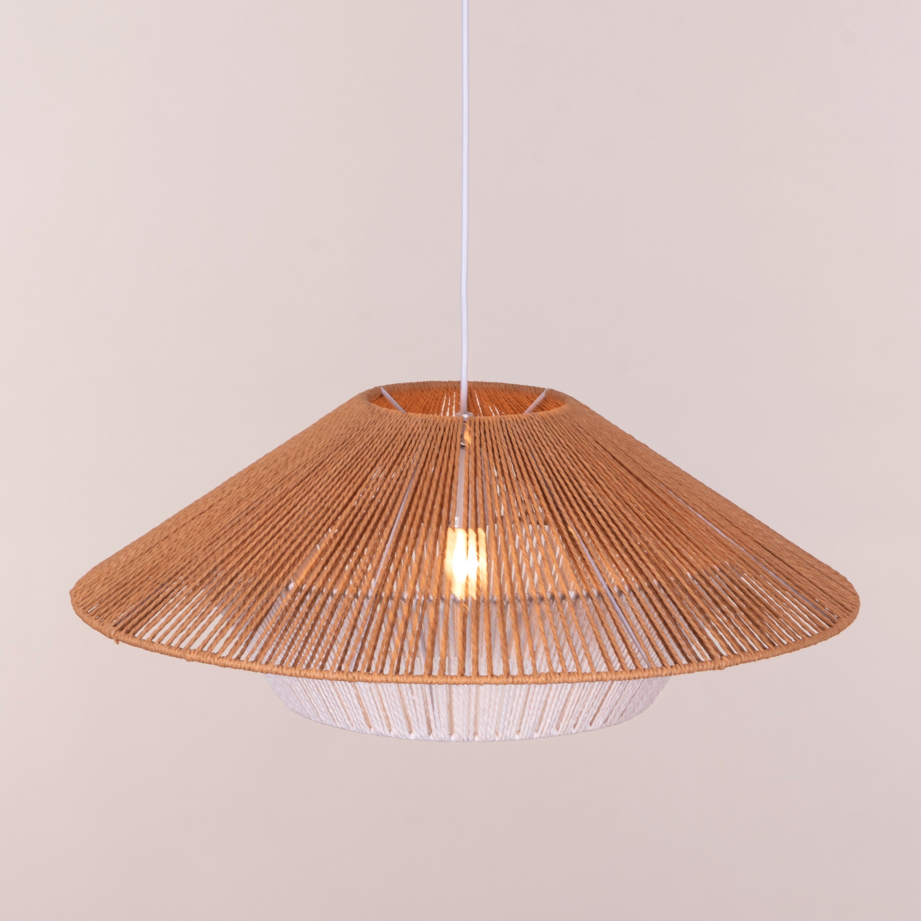 Mean What You Say (Brown, White) Rattan Pendant Light