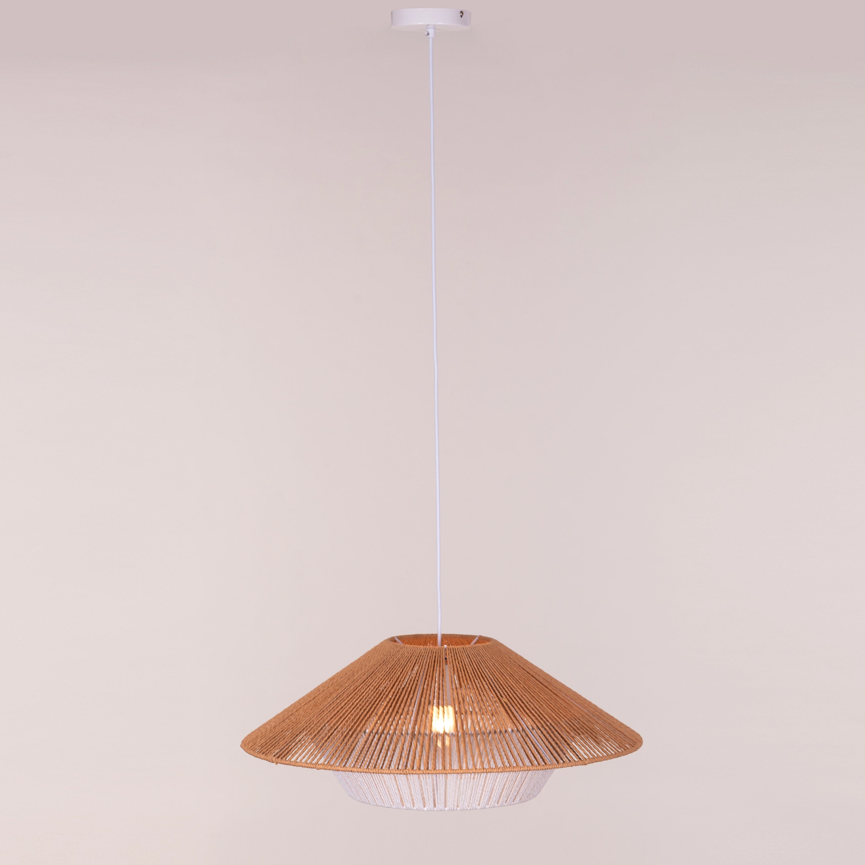 Mean What You Say (Brown, White) Rattan Pendant Light