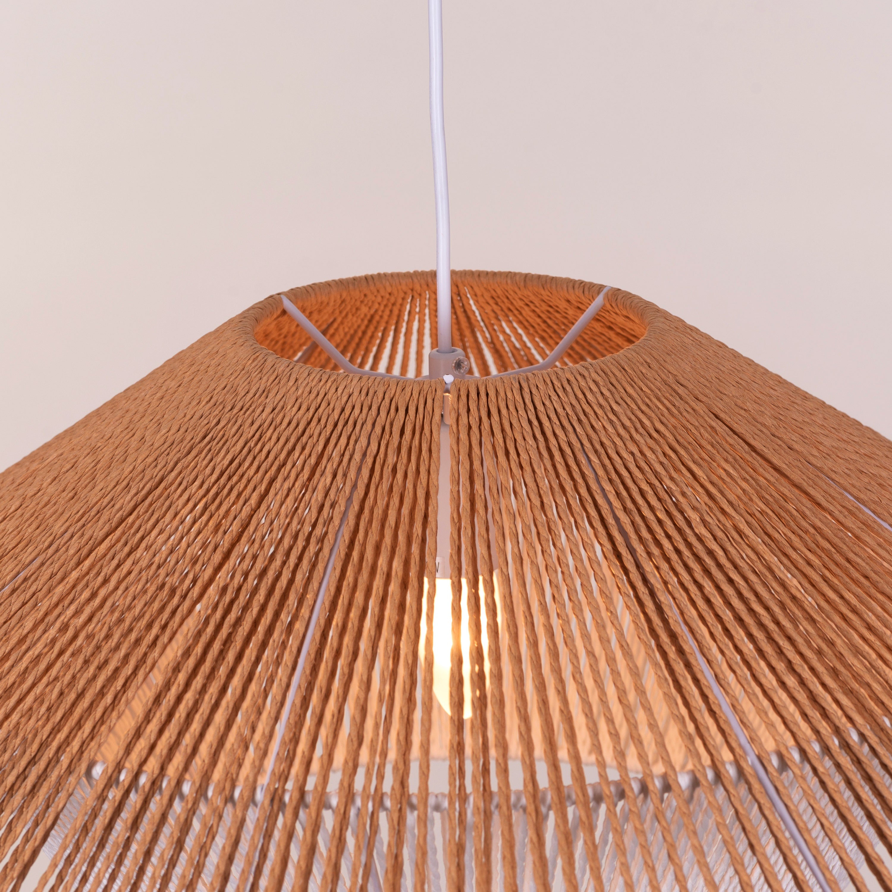 Mean What You Say (Brown, White) Rattan Pendant Light