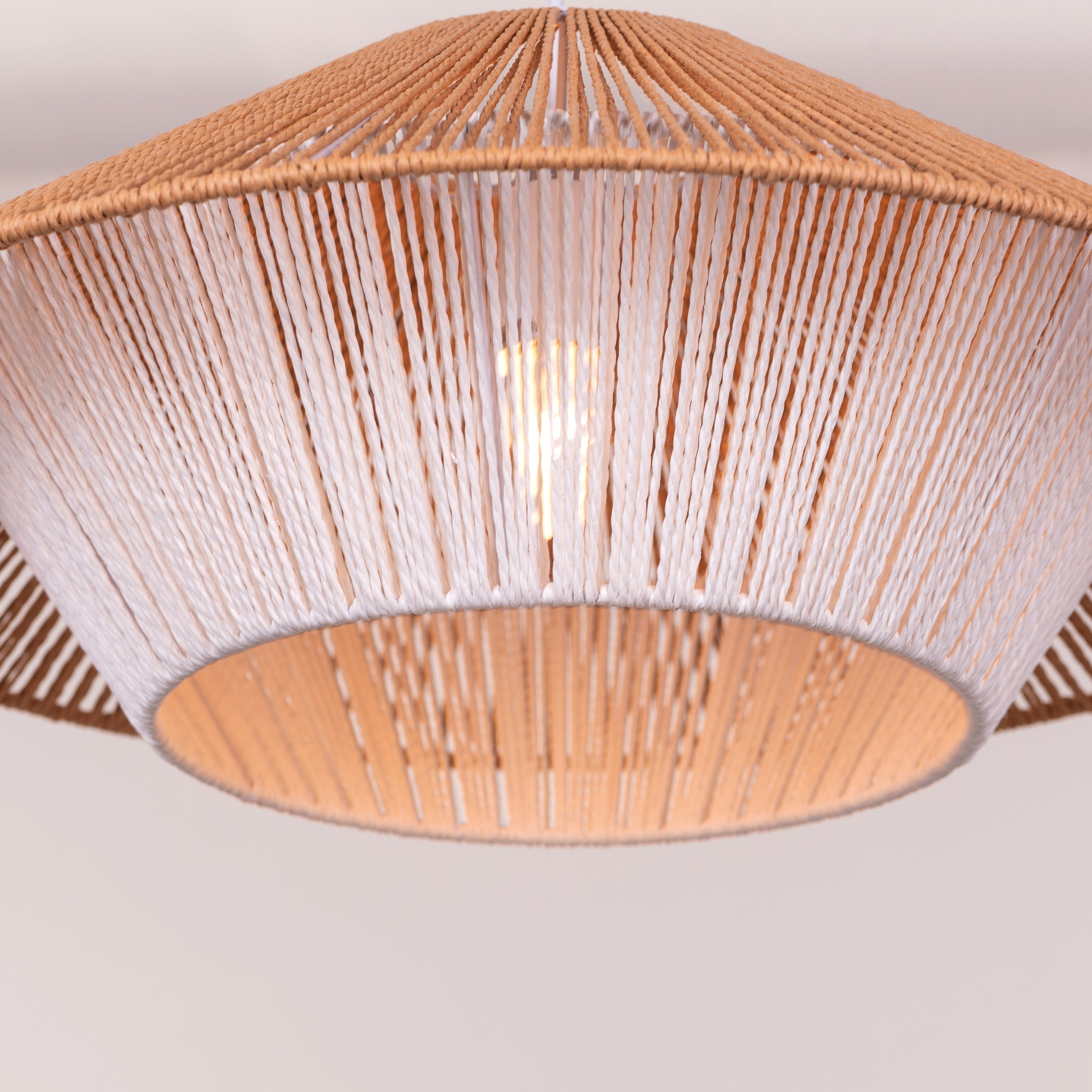 Mean What You Say (Brown, White) Rattan Pendant Light