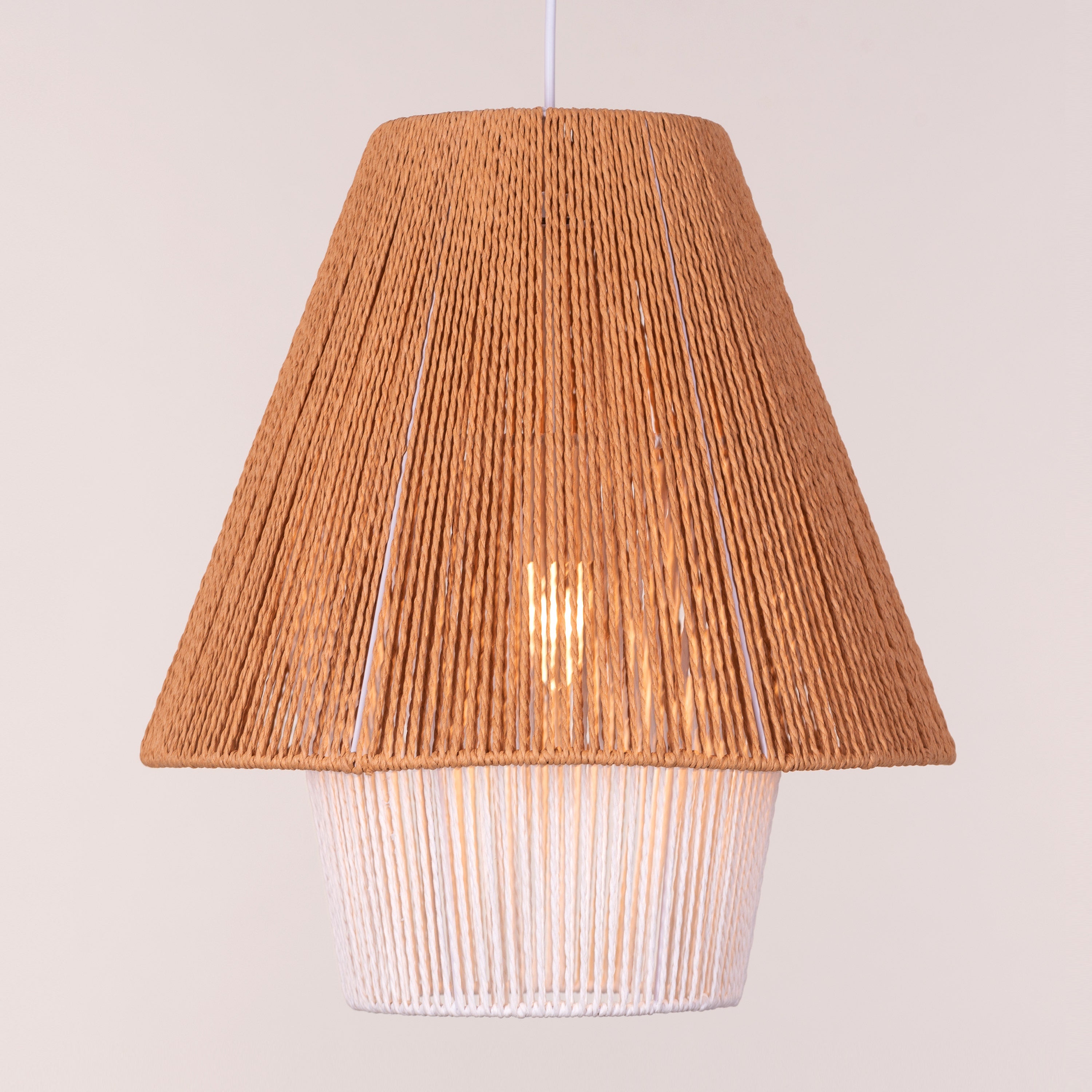 Say What You Mean (Brown, White) Rattan Pendant Light