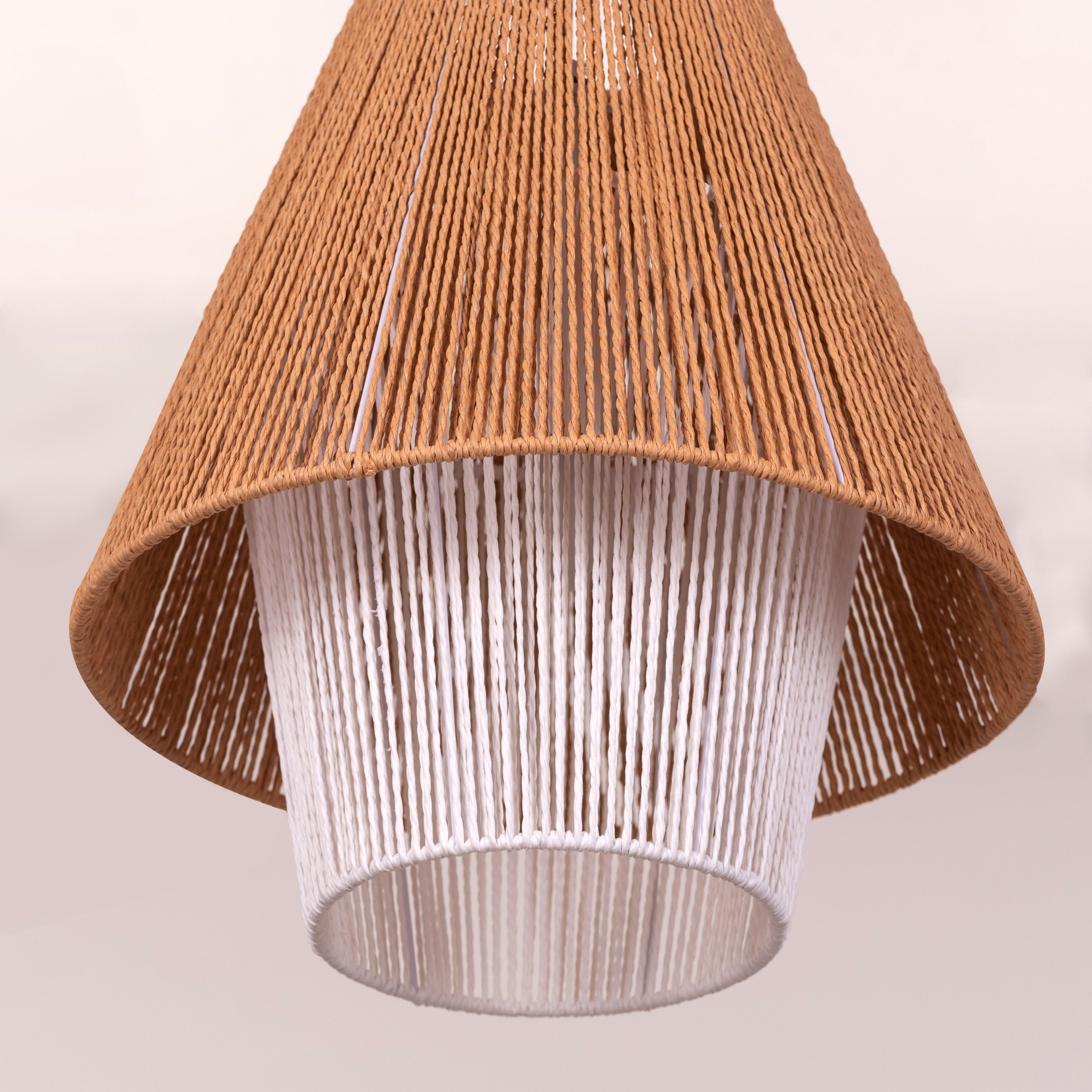 Say What You Mean (Brown, White) Rattan Pendant Light