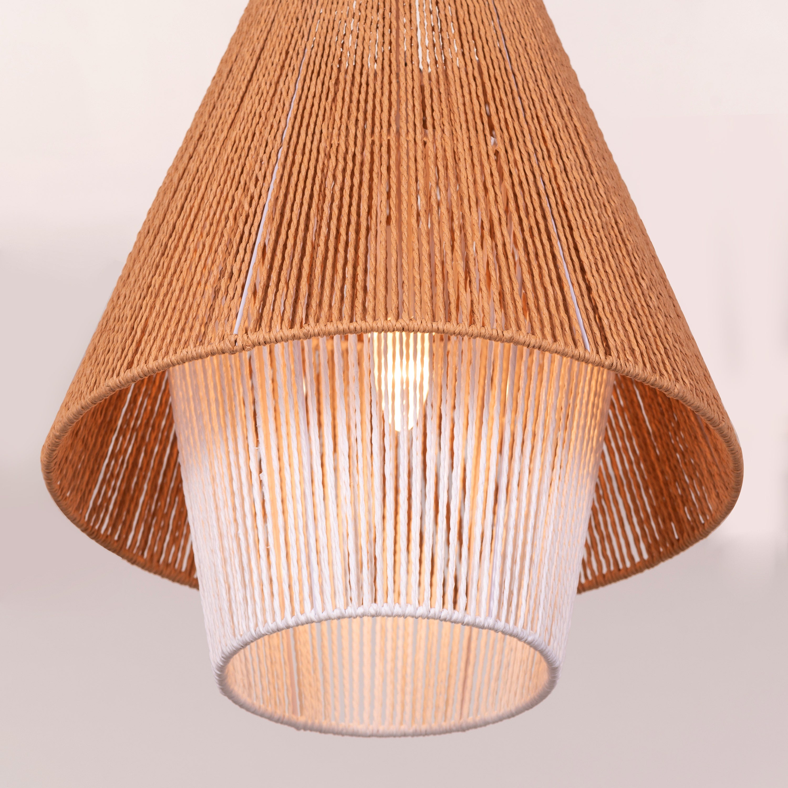 Say What You Mean (Brown, White) Rattan Pendant Light
