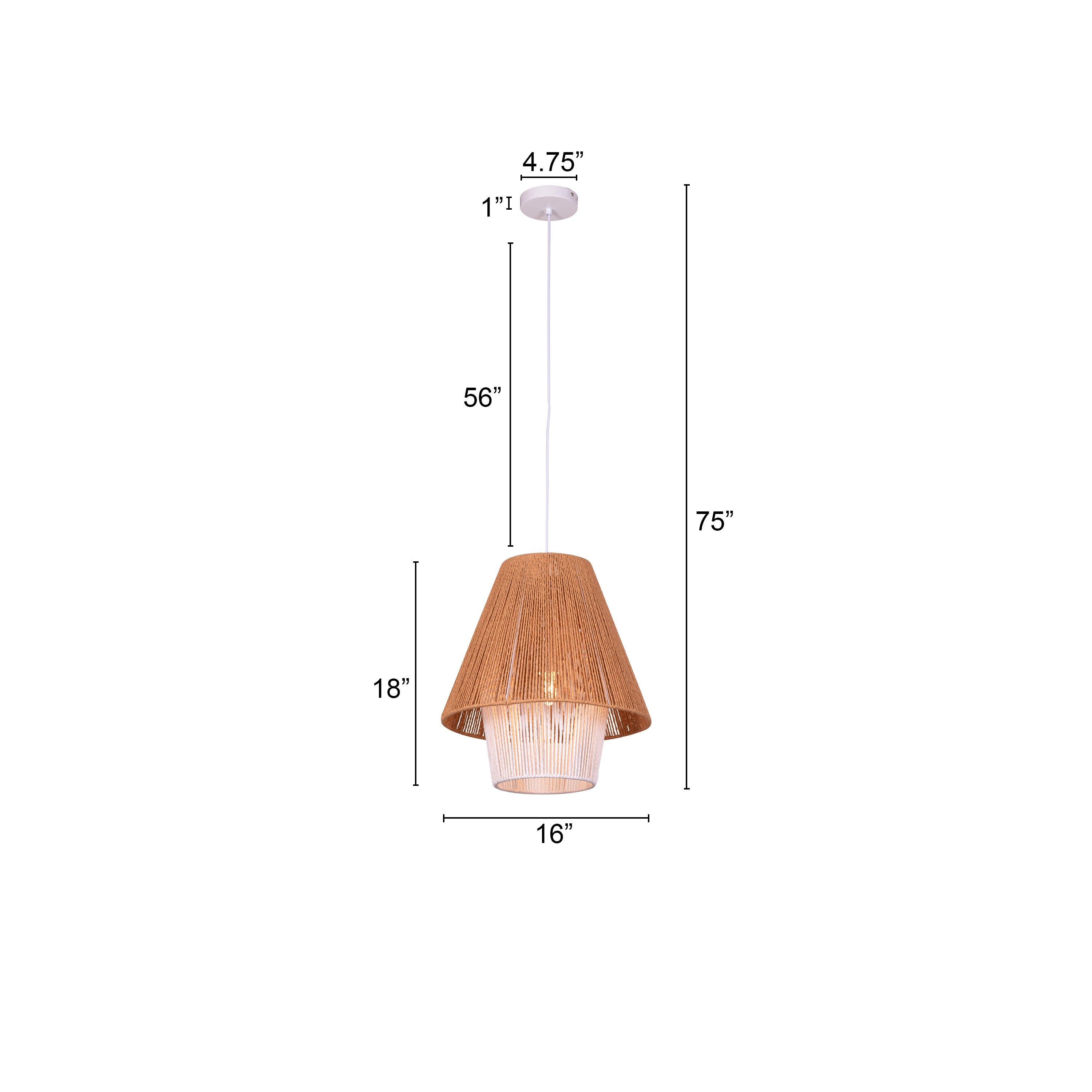Say What You Mean (Brown, White) Rattan Pendant Light