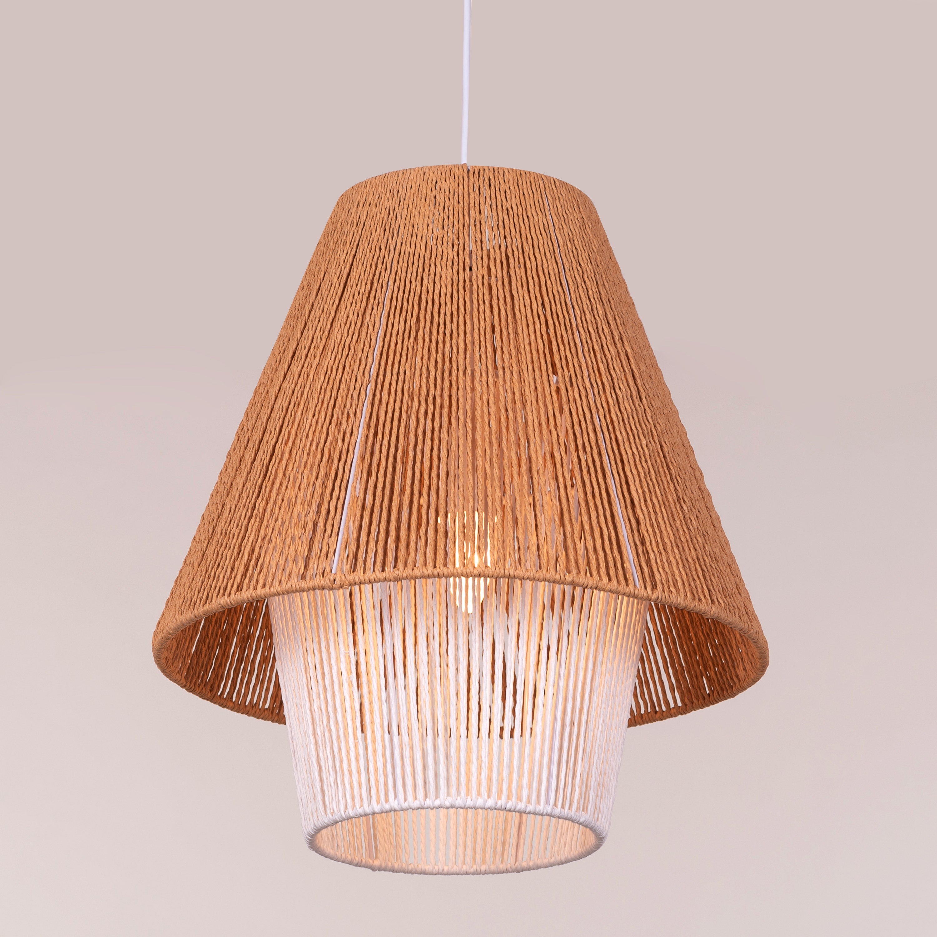 Say What You Mean (Brown, White) Rattan Pendant Light