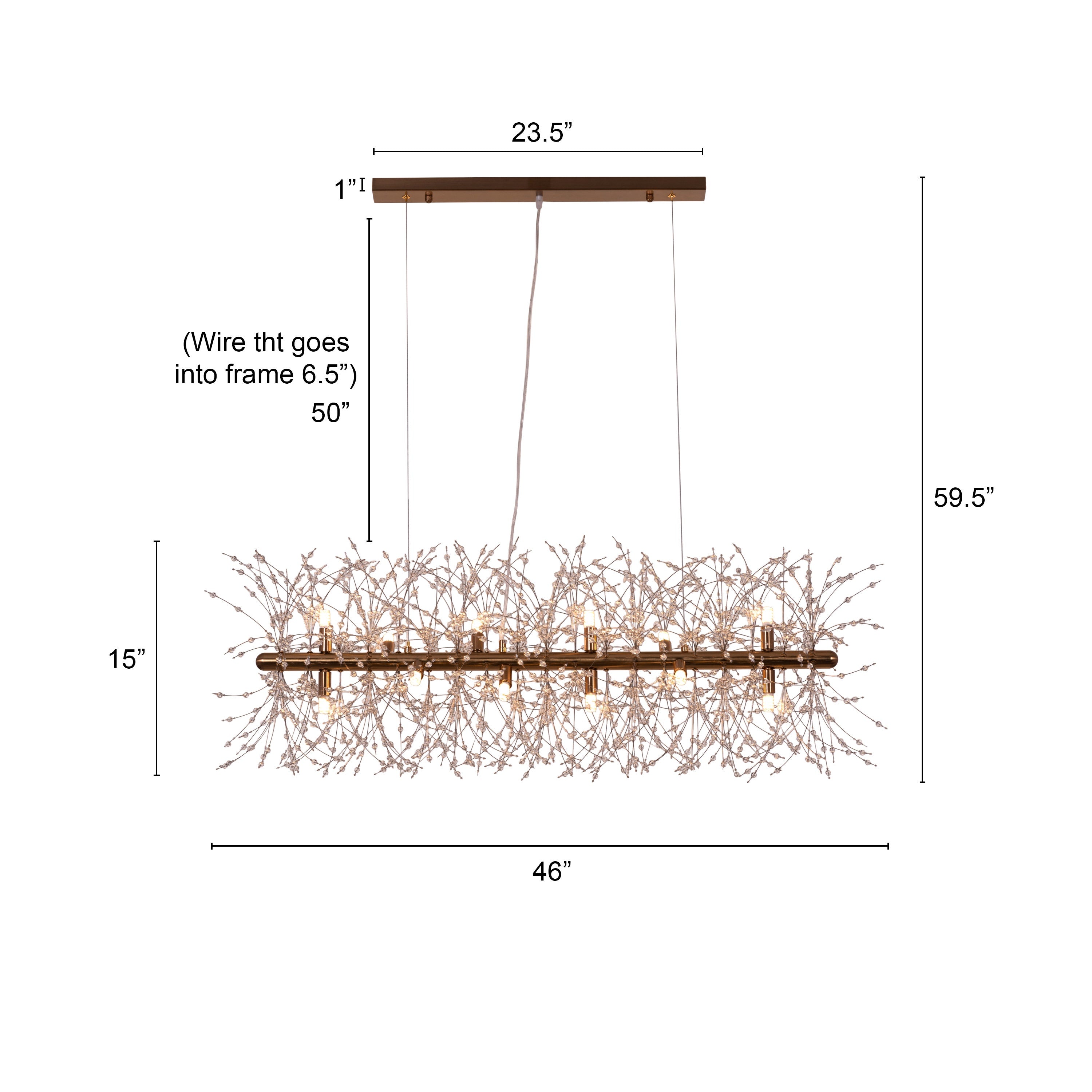 Touch The Clouds (Medium, Rectangular, Gold) Crystal Chandelier