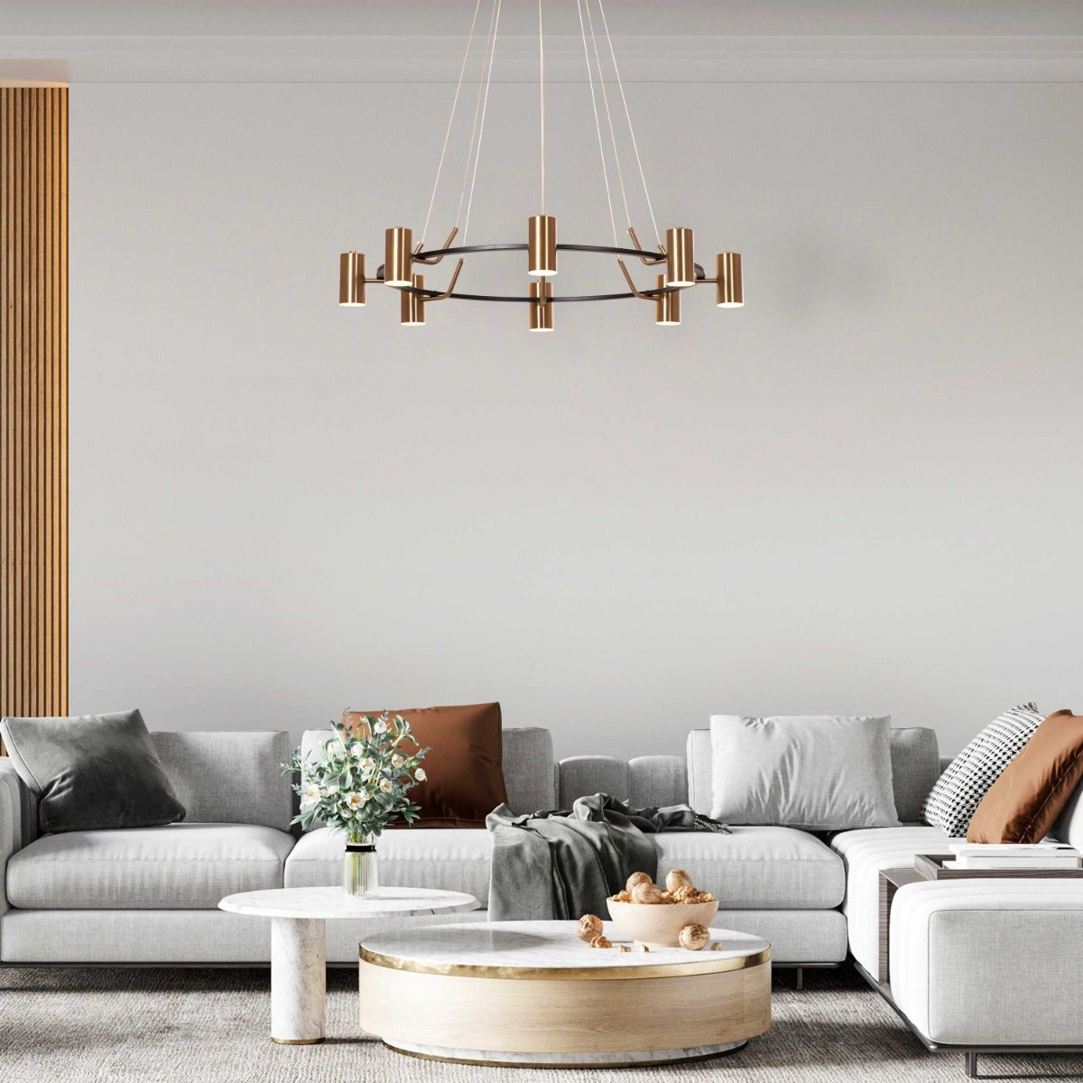 Alive On Grid Power (Large, Gold, Dimmable LED with Remote Control) Chandelier