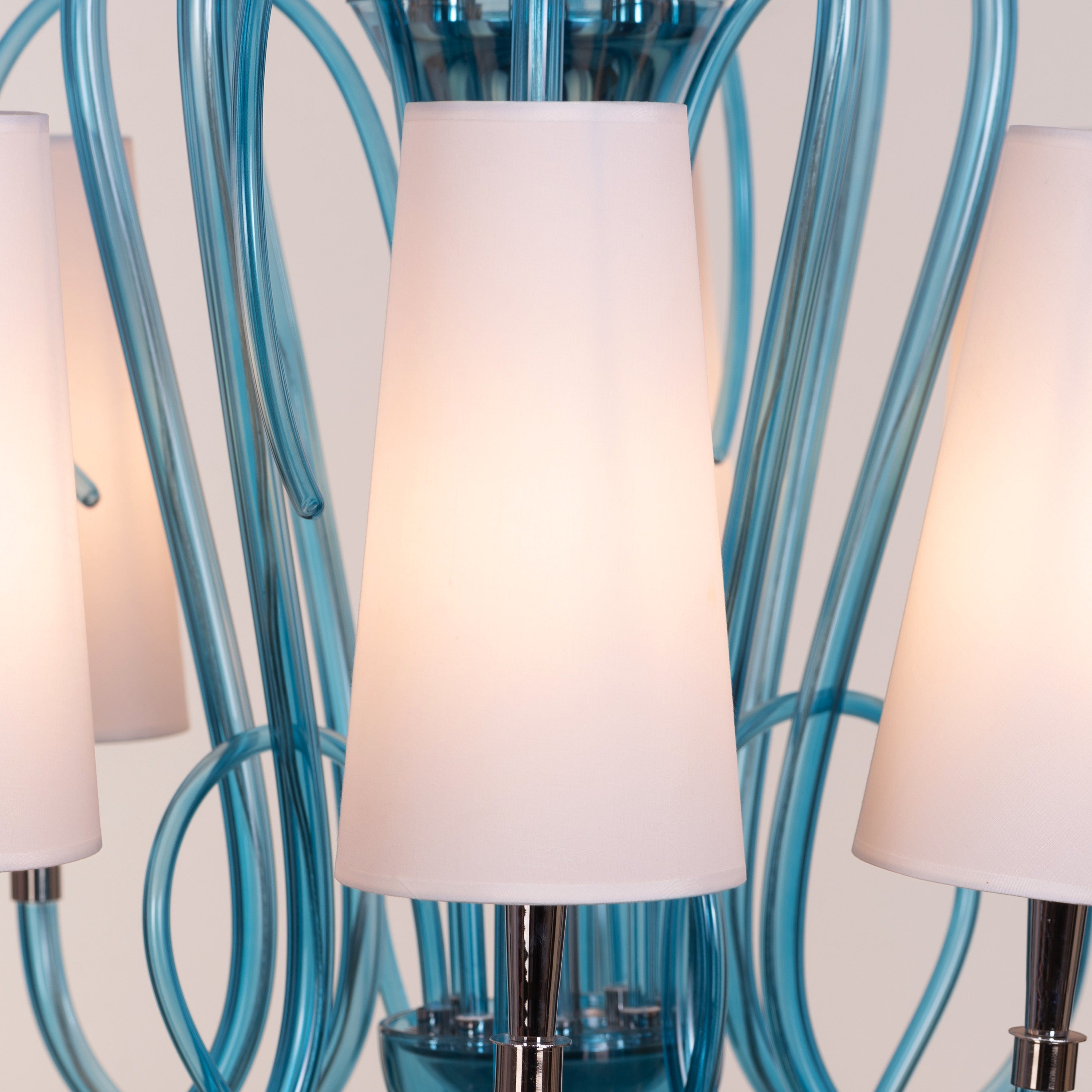 Lunch In London (Blue, White) Glass Chandelier