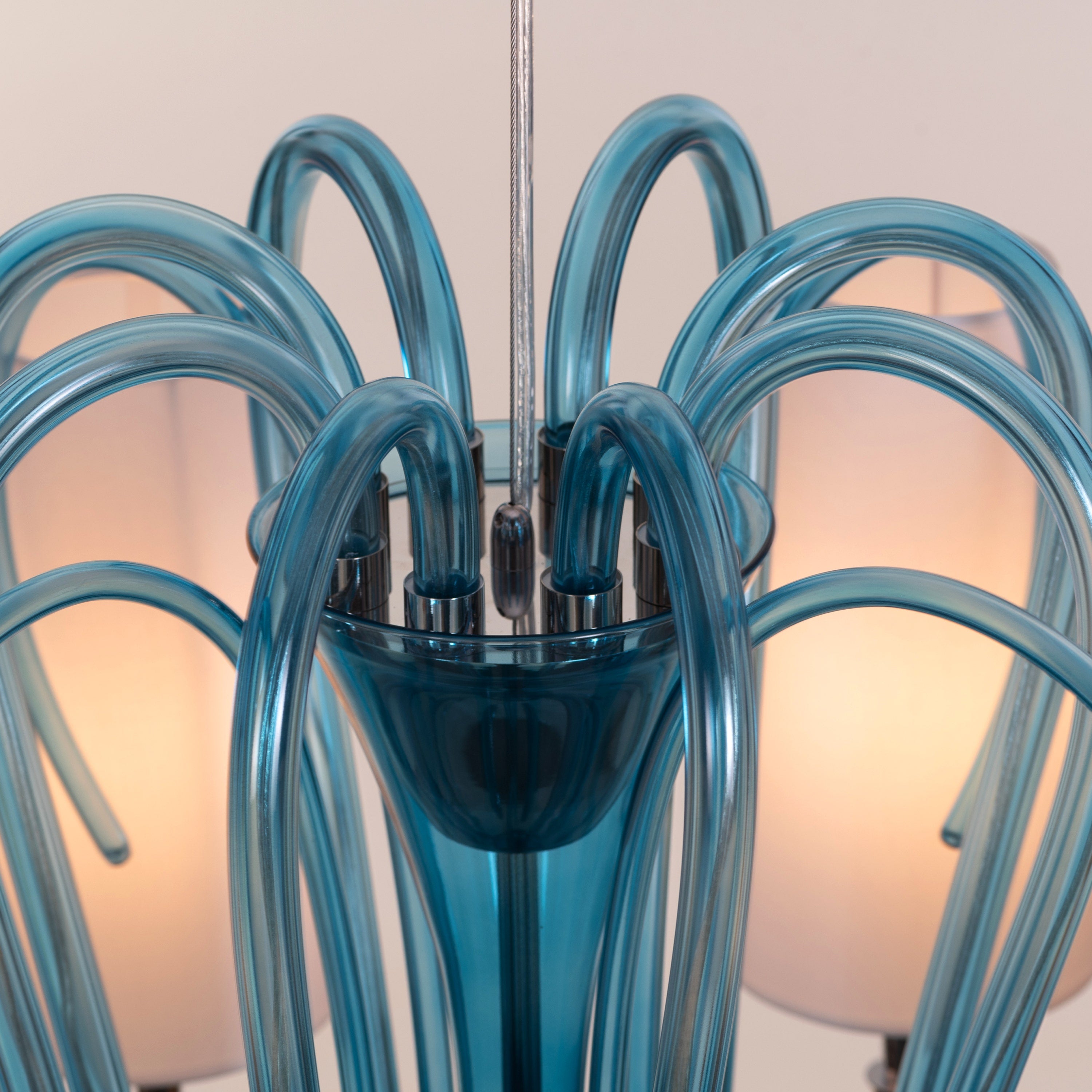 Lunch In London (Blue, White) Glass Chandelier