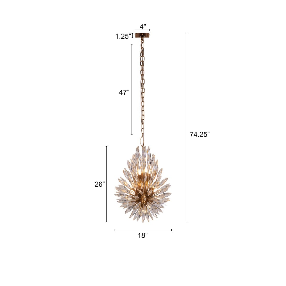 Jewel Of My Heart (Gold) Crystal Pendant Light