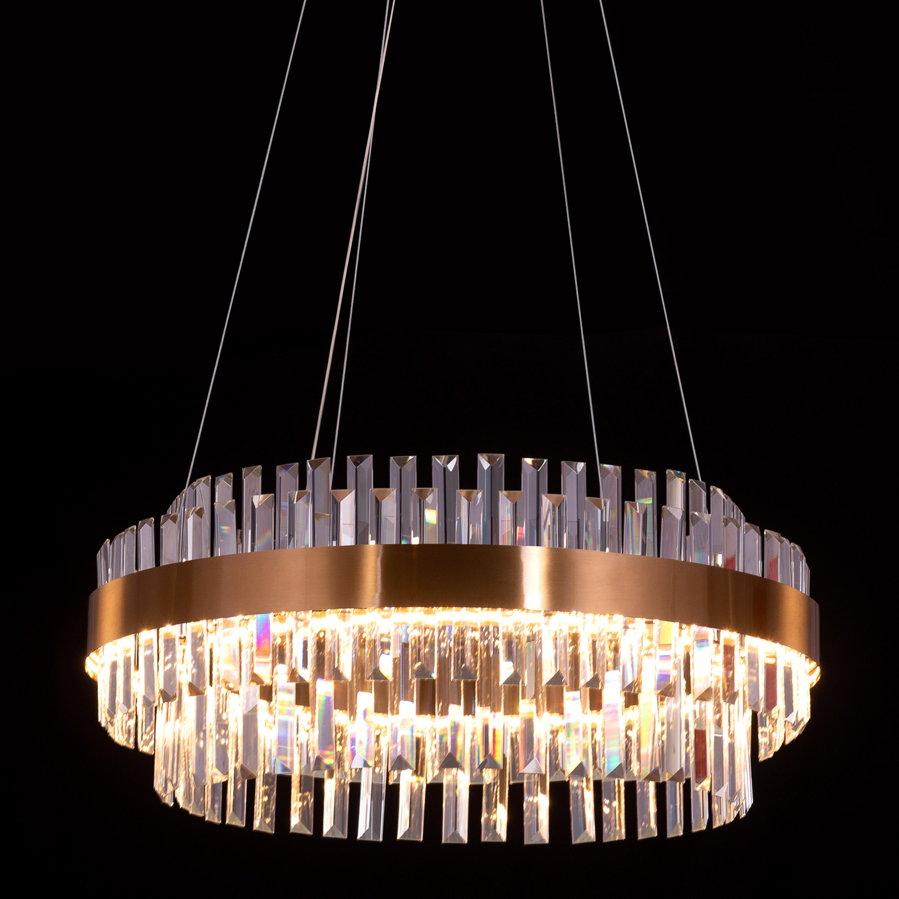 Love In Lisbon (Medium, Gold, Dimmable LED with Remote Control) Crystal Chandelier