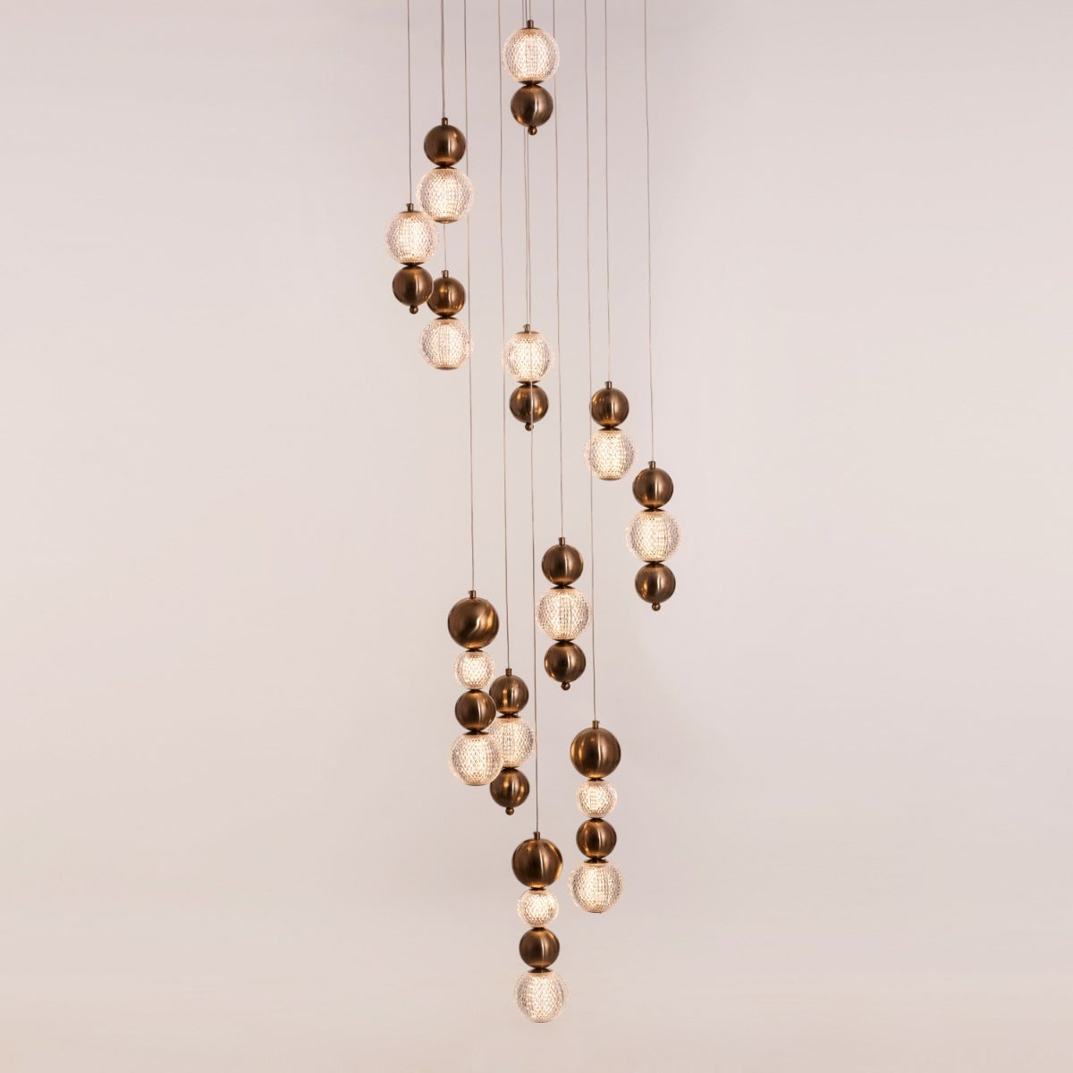 Meant For Me (Gold, Dimmable LED with Remote Control) Double Height Chandelier