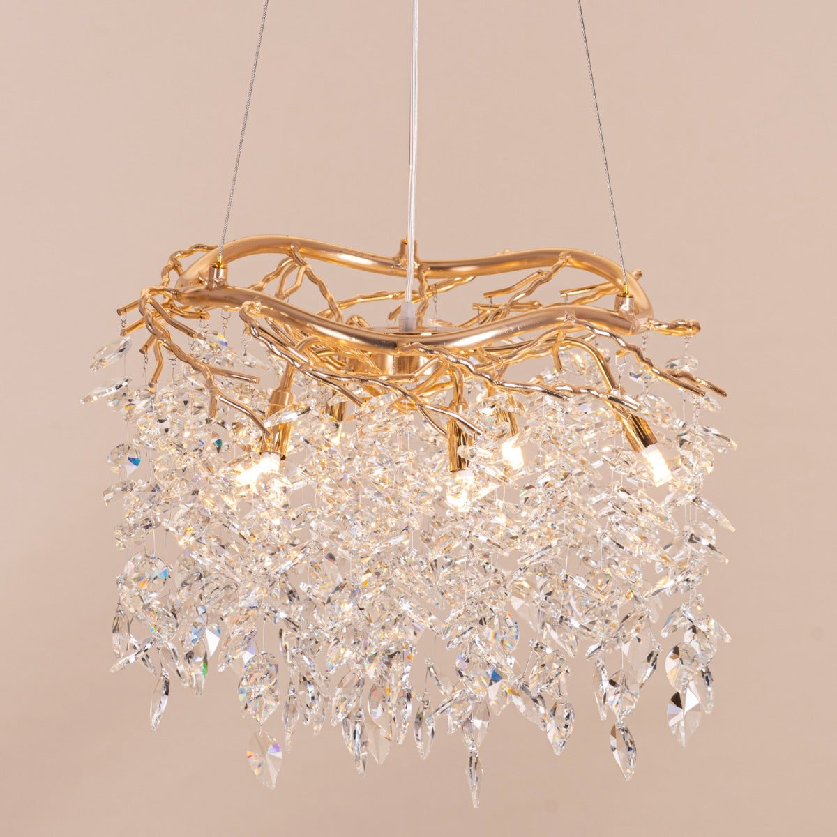 Moral Of The Story (Small, Gold) Tree Branch Crystal Chandelier