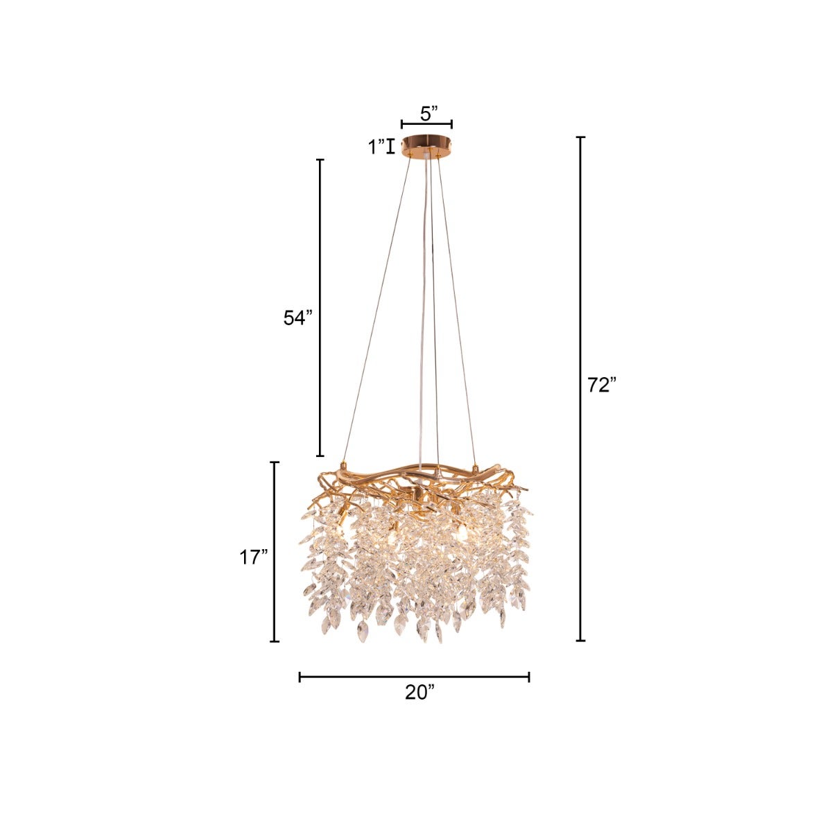 Moral Of The Story (Small, Gold) Tree Branch Crystal Chandelier