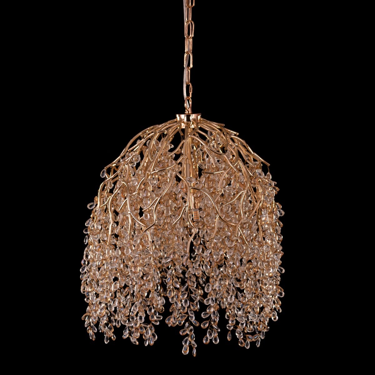 Poets That Write (Small, Gold) Tree Branch Crystal Chandelier