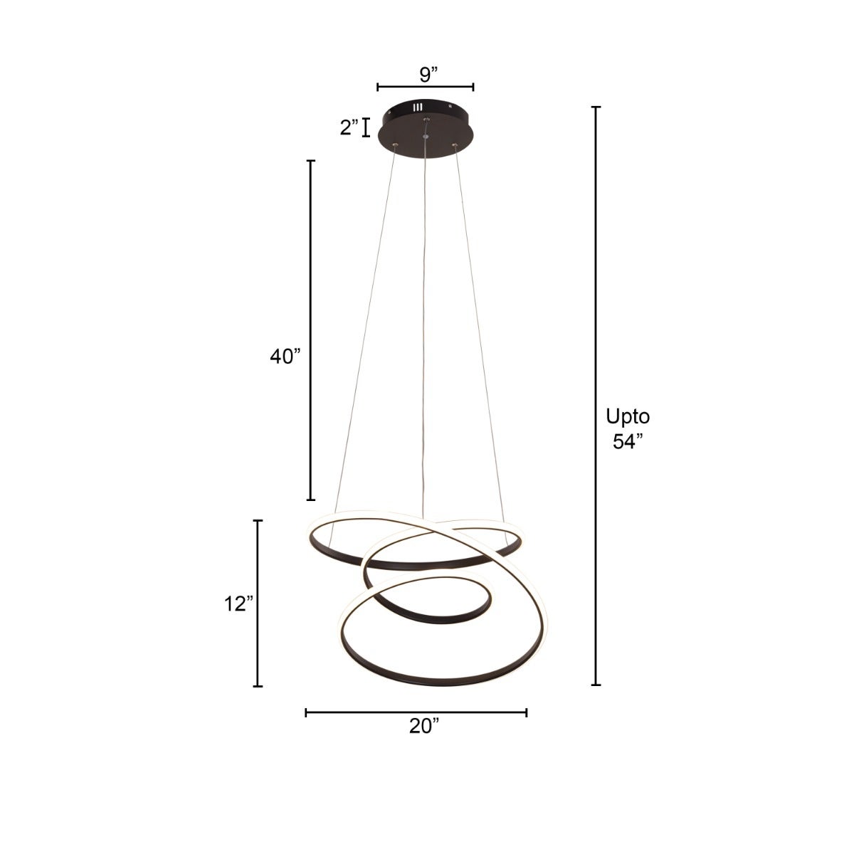 Sleepover (Small, Black, Dimmable LED with Remote Control) Chandelier