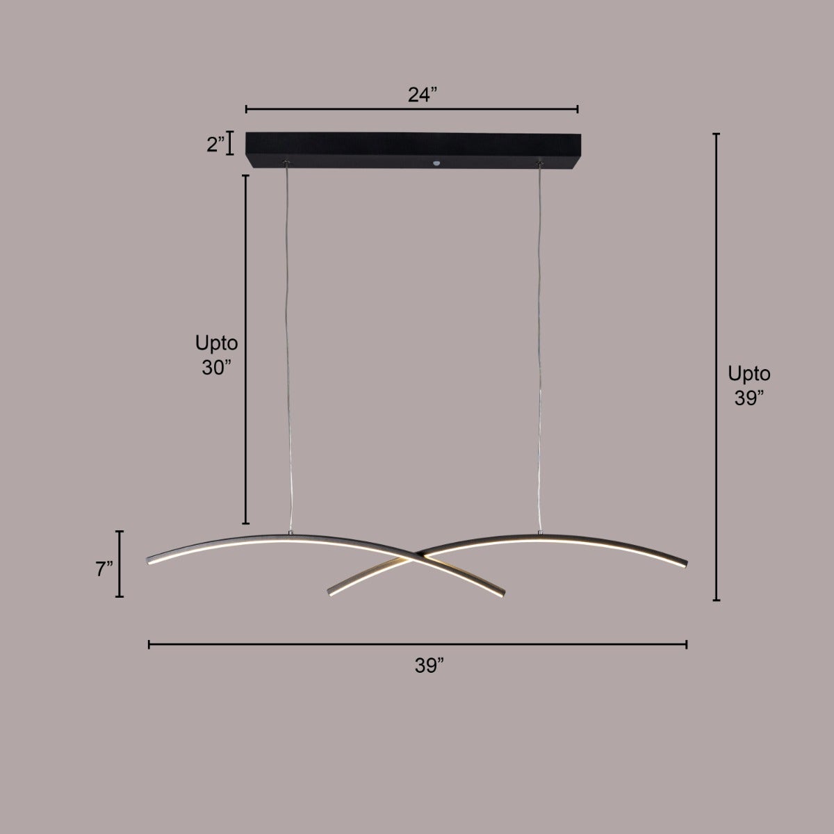 Half Mast (Large, Black, 3 Color Dimmable LED with Remote Control) Chandelier