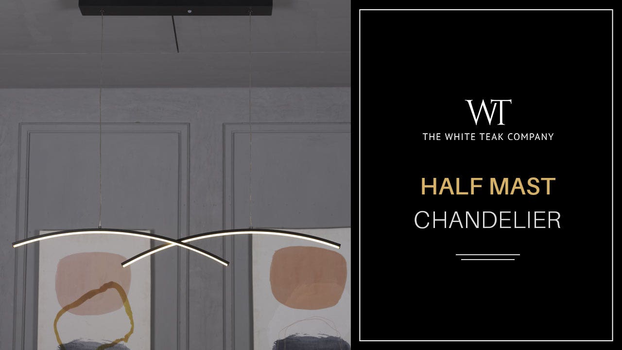 Half Mast (Large, Black, 3 Color Dimmable LED with Remote Control) Chandelier