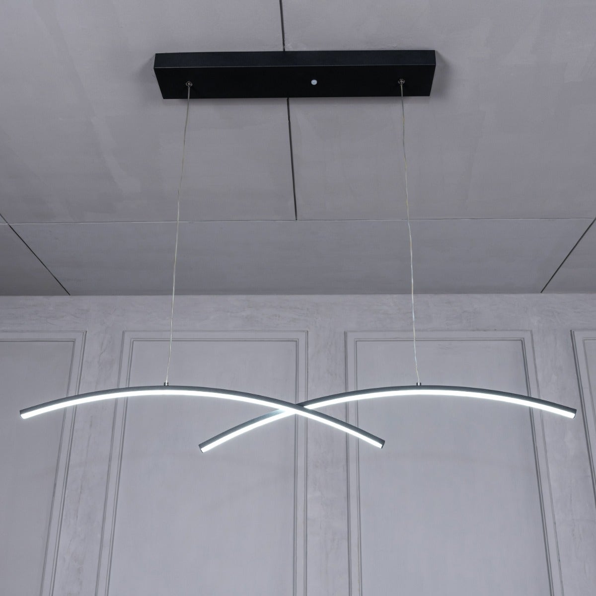 Half Mast (Large, Black, 3 Color Dimmable LED with Remote Control) Chandelier