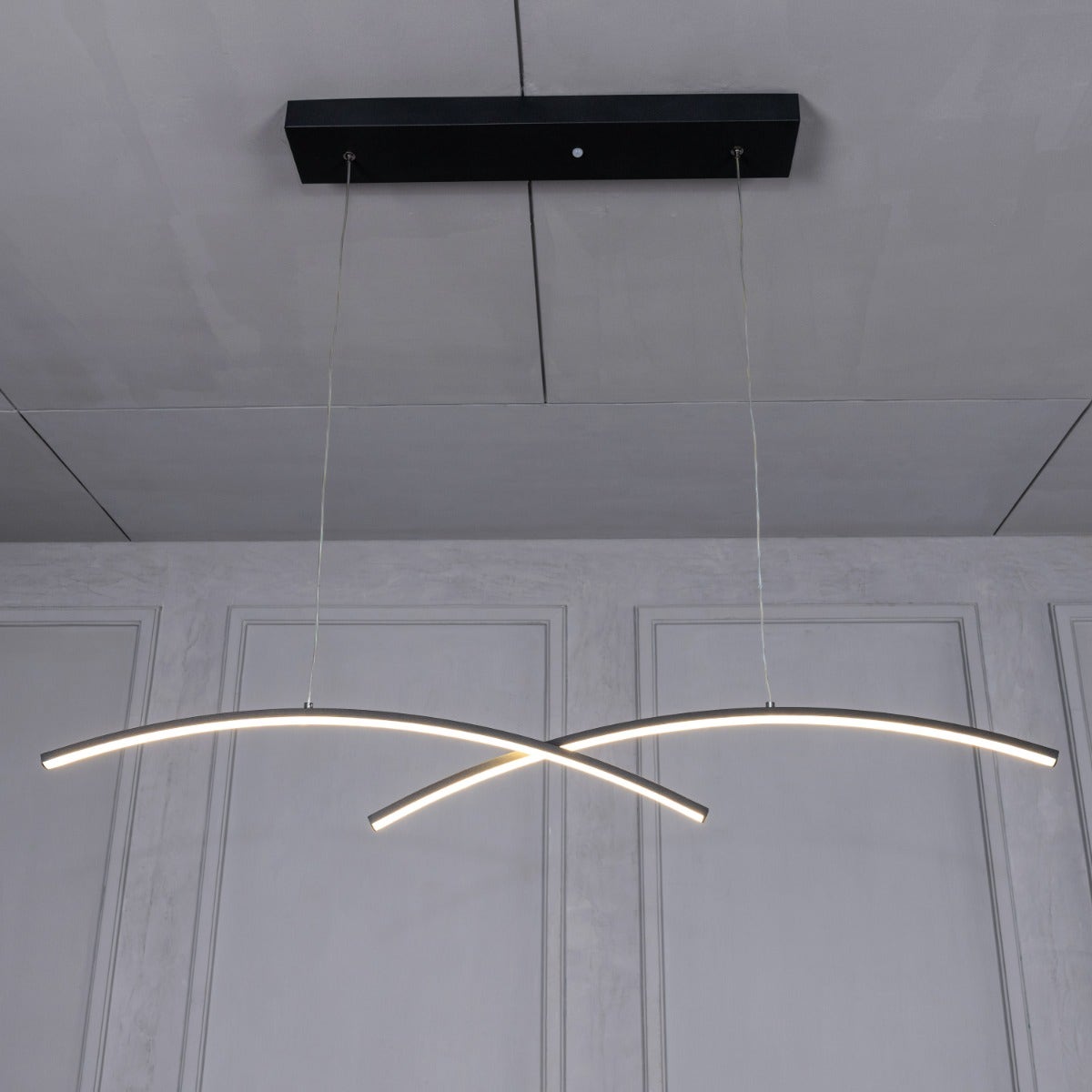 Half Mast (Large, Black, 3 Color Dimmable LED with Remote Control) Chandelier