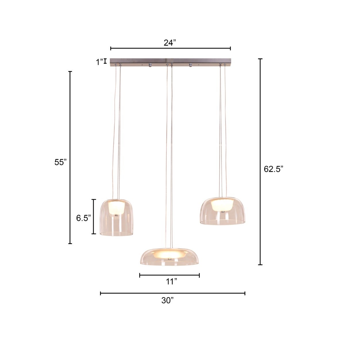Love Spell (Medium, Chrome, Dimmable LED with Remote Control) Glass Chandelier