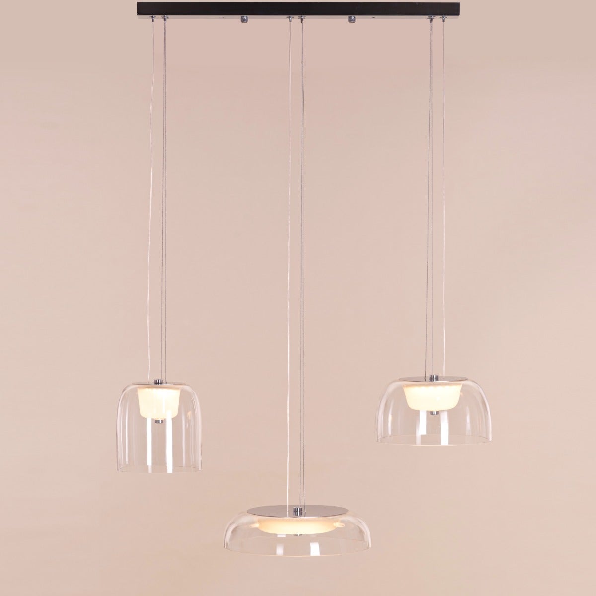 Love Spell (Medium, Chrome, Dimmable LED with Remote Control) Glass Chandelier