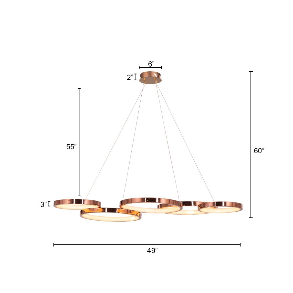 Agency Rose (Large, Rose Gold, Dimmable LED with Remote Control) Chandelier