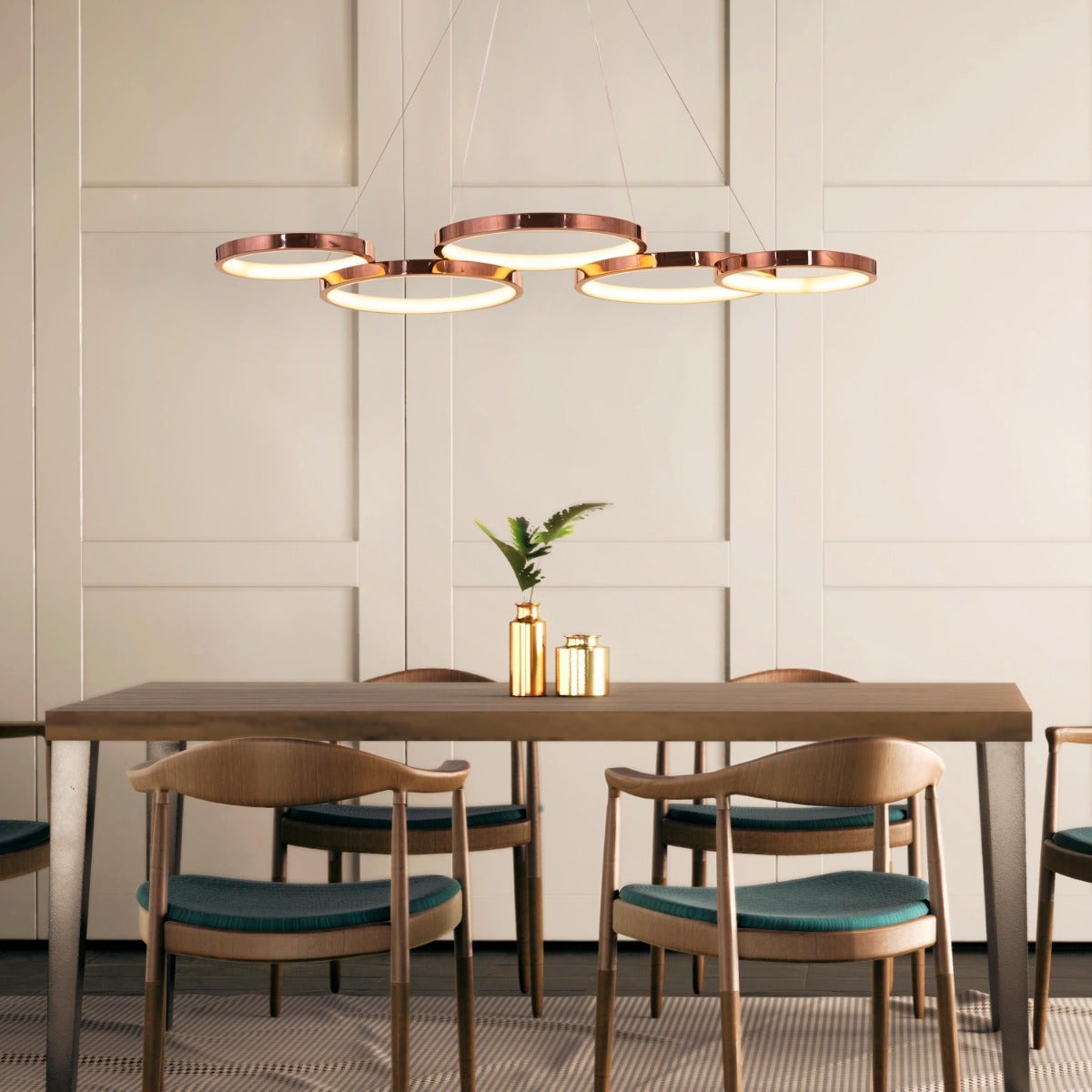 Agency Rose (Large, Rose Gold, Dimmable LED with Remote Control) Chandelier