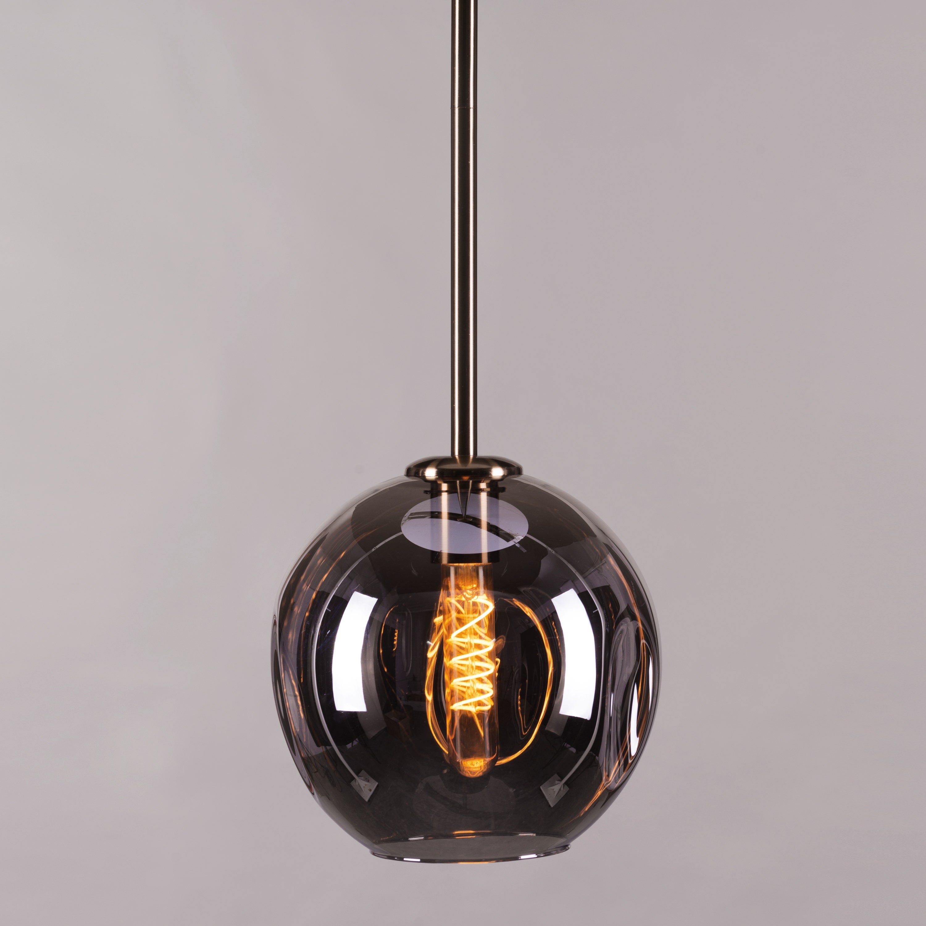 Tear Drop (Long, Smokey Grey, Gold) Glass Pendant Light