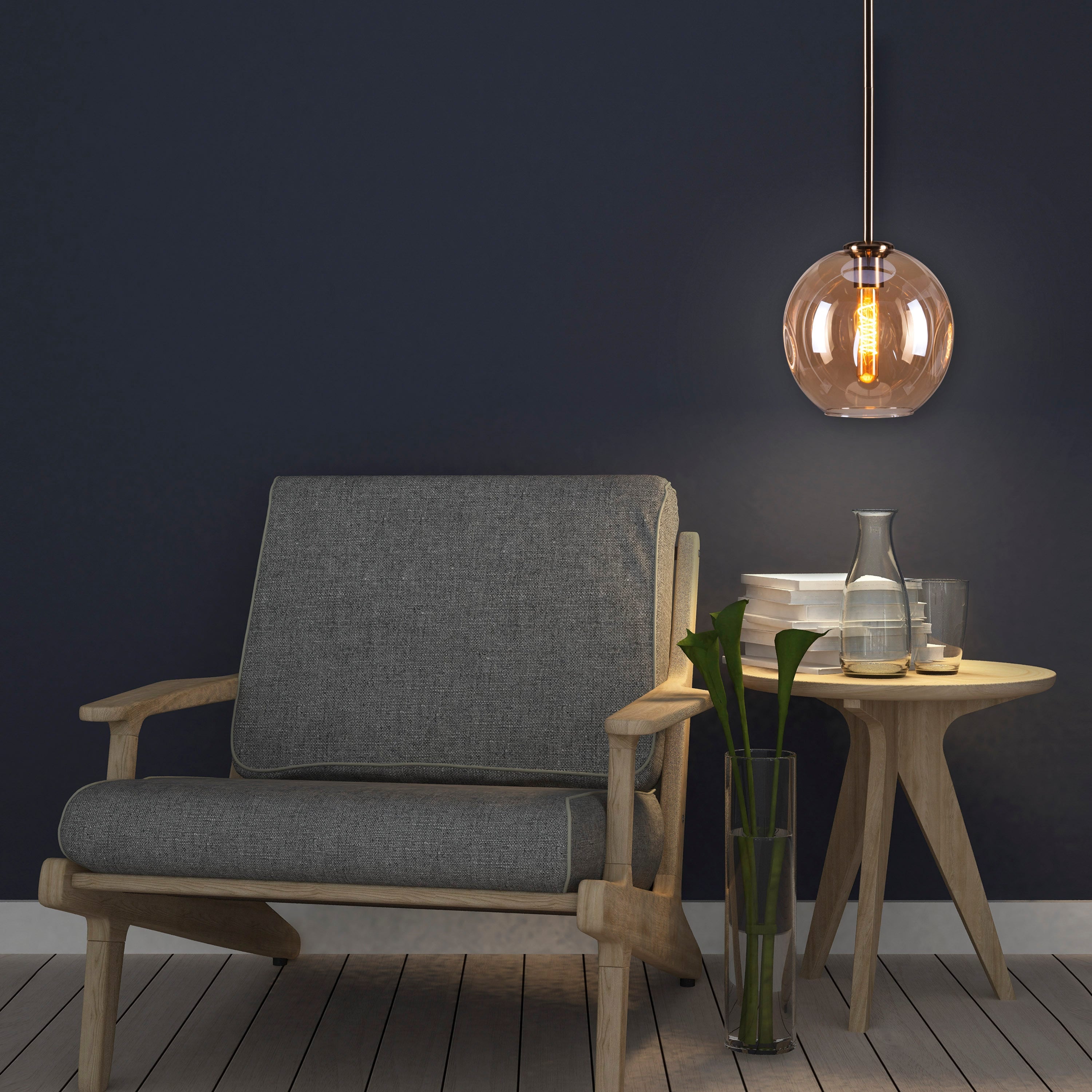 Tear Drop (Long, Amber, Gold) Glass Pendant Light