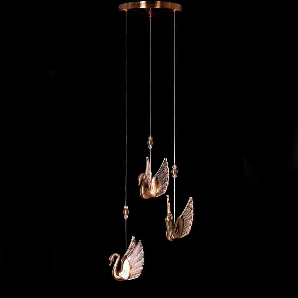 Two Birds One Throne (Small, Gold, Dimmable LED with Remote Control) Chandelier