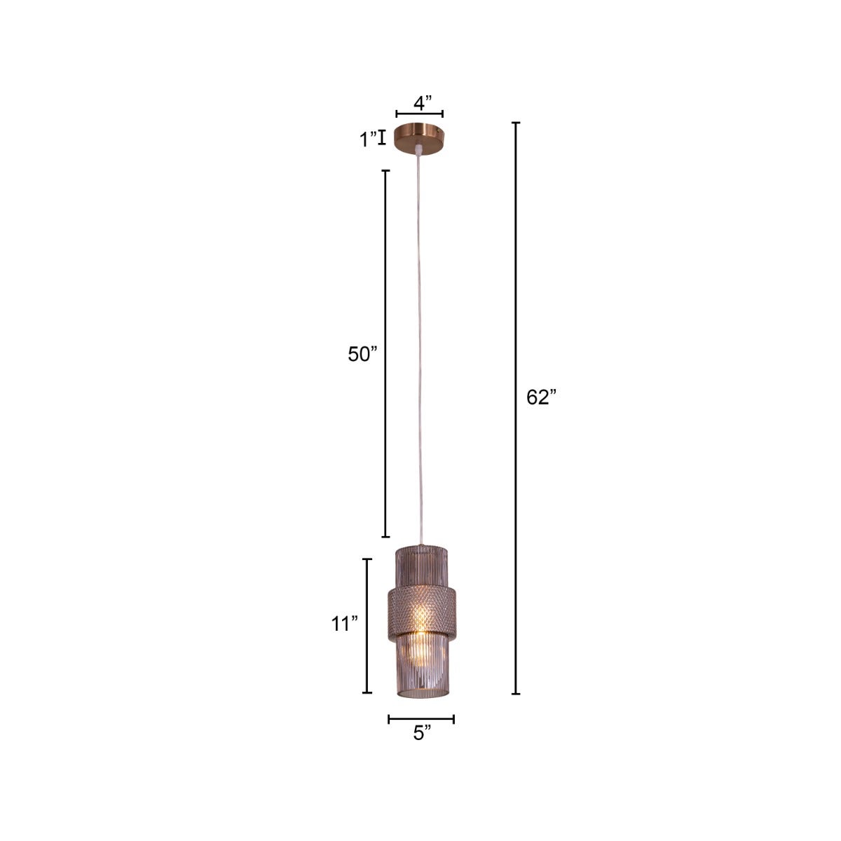 Drive To Mexico (Smokey Grey) Textured Glass Pendant Light