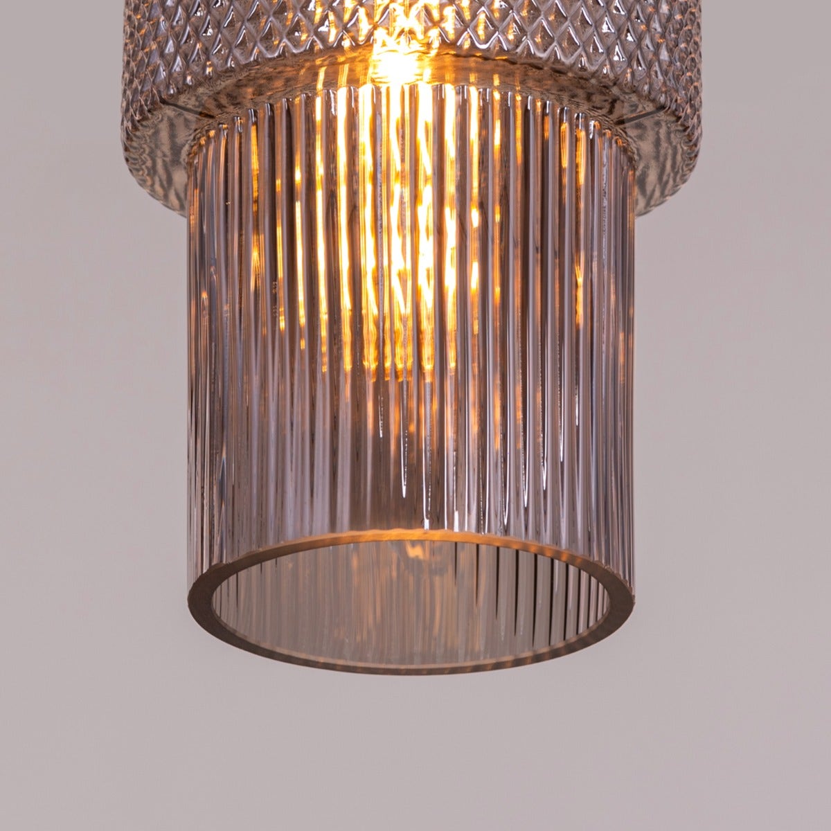 Drive To Mexico (Smokey Grey) Textured Glass Pendant Light