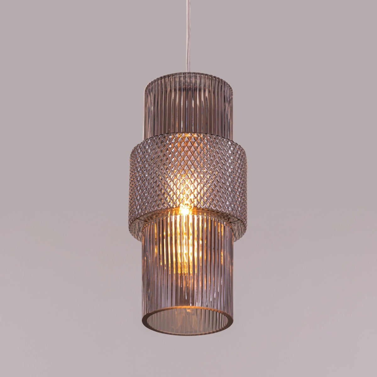 Drive To Mexico (Smokey Grey) Textured Glass Pendant Light