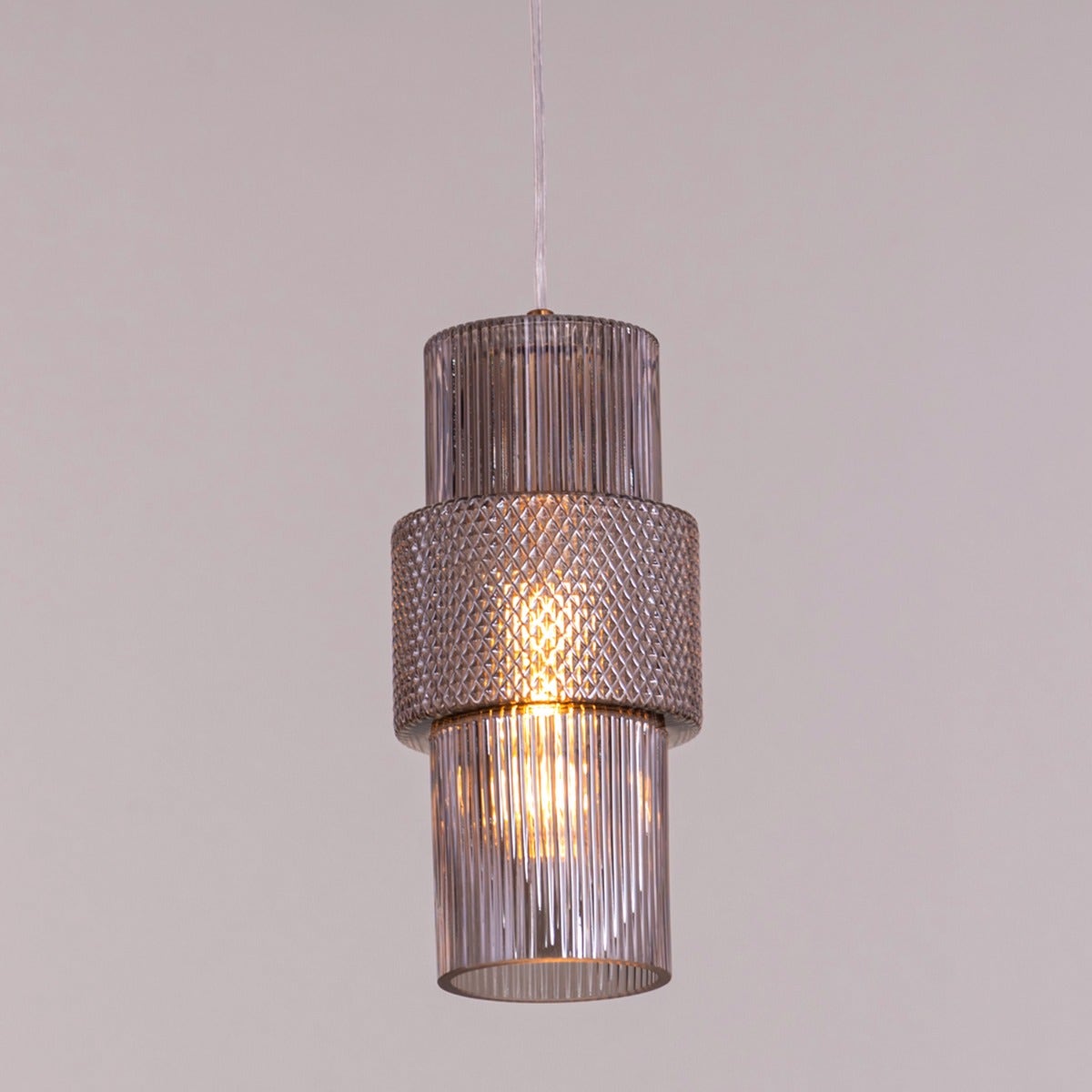 Drive To Mexico (Smokey Grey) Textured Glass Pendant Light