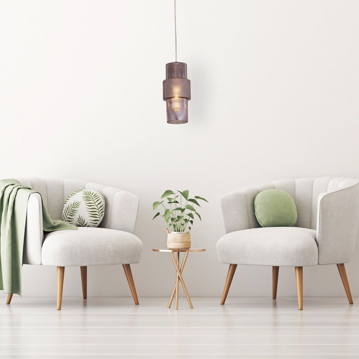 Drive To Mexico (Smokey Grey) Textured Glass Pendant Light