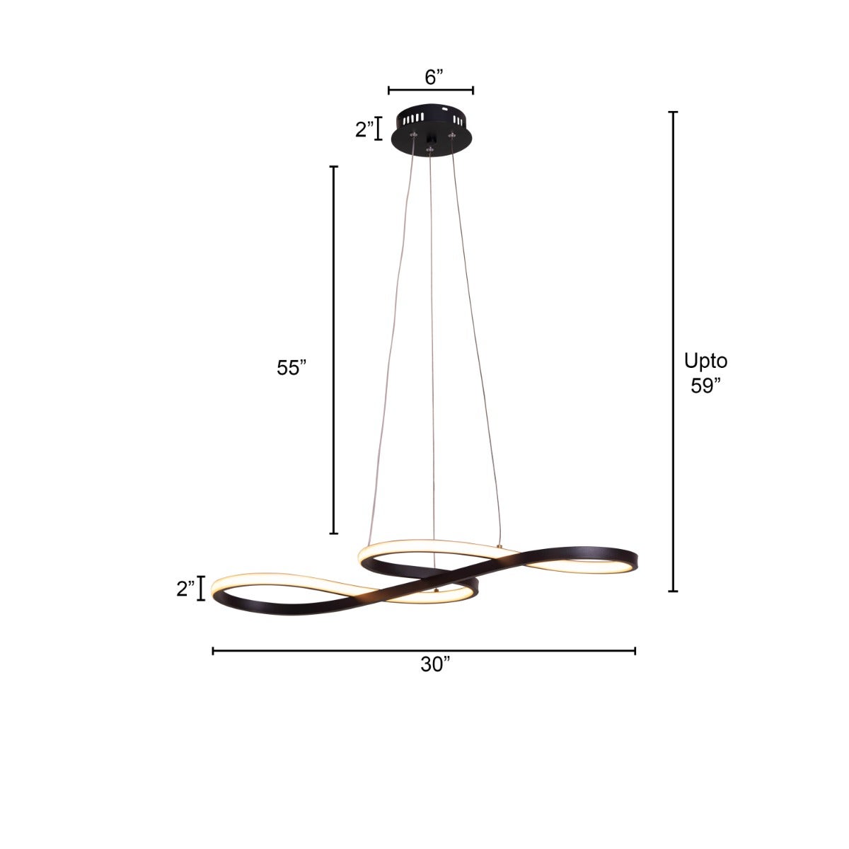 Dive Right In (Medium, Black, Dimmable LED with Remote Control) Chandelier