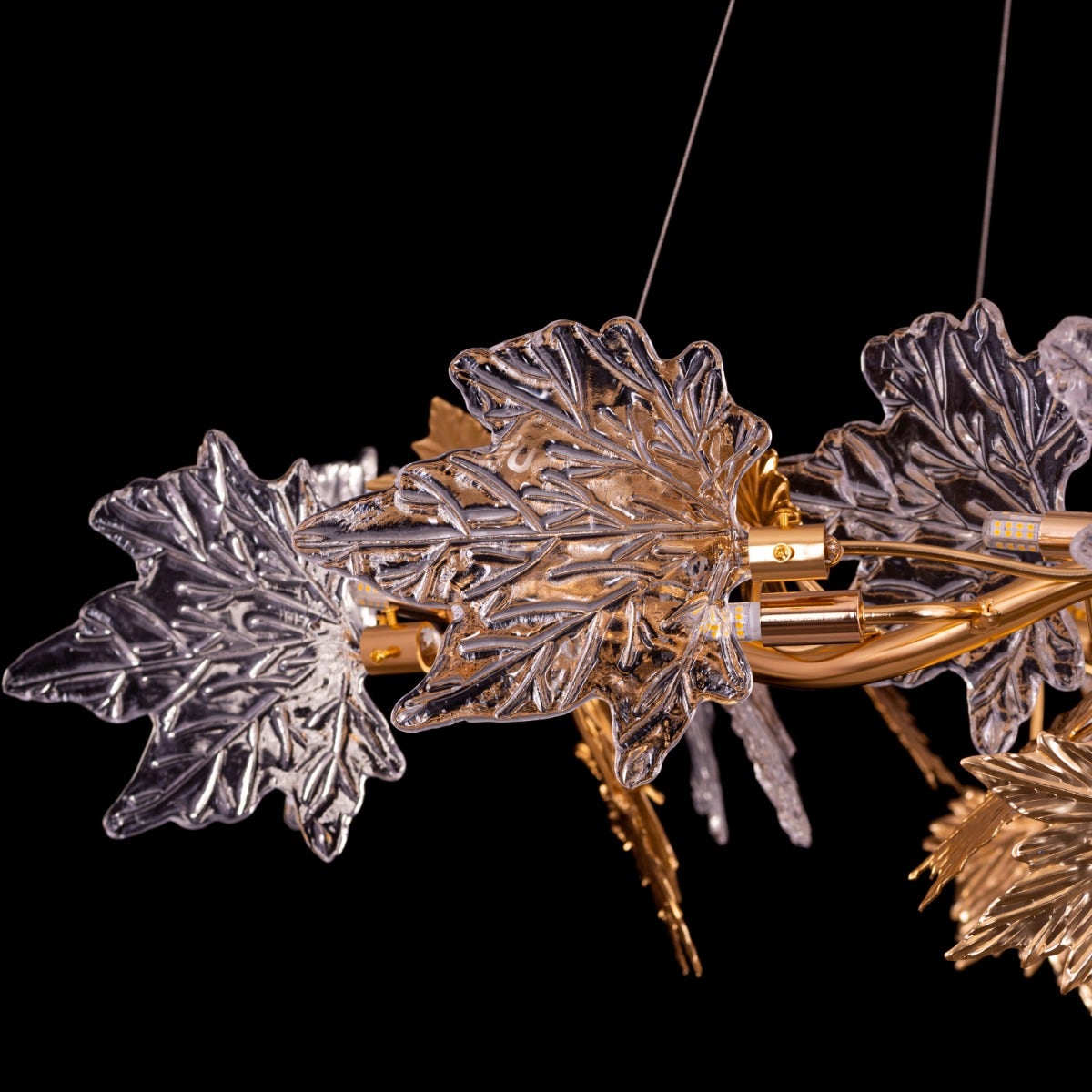 Falling For Flowers (Large, Gold) 1-Layer Tree Branch Crystal Chandelier