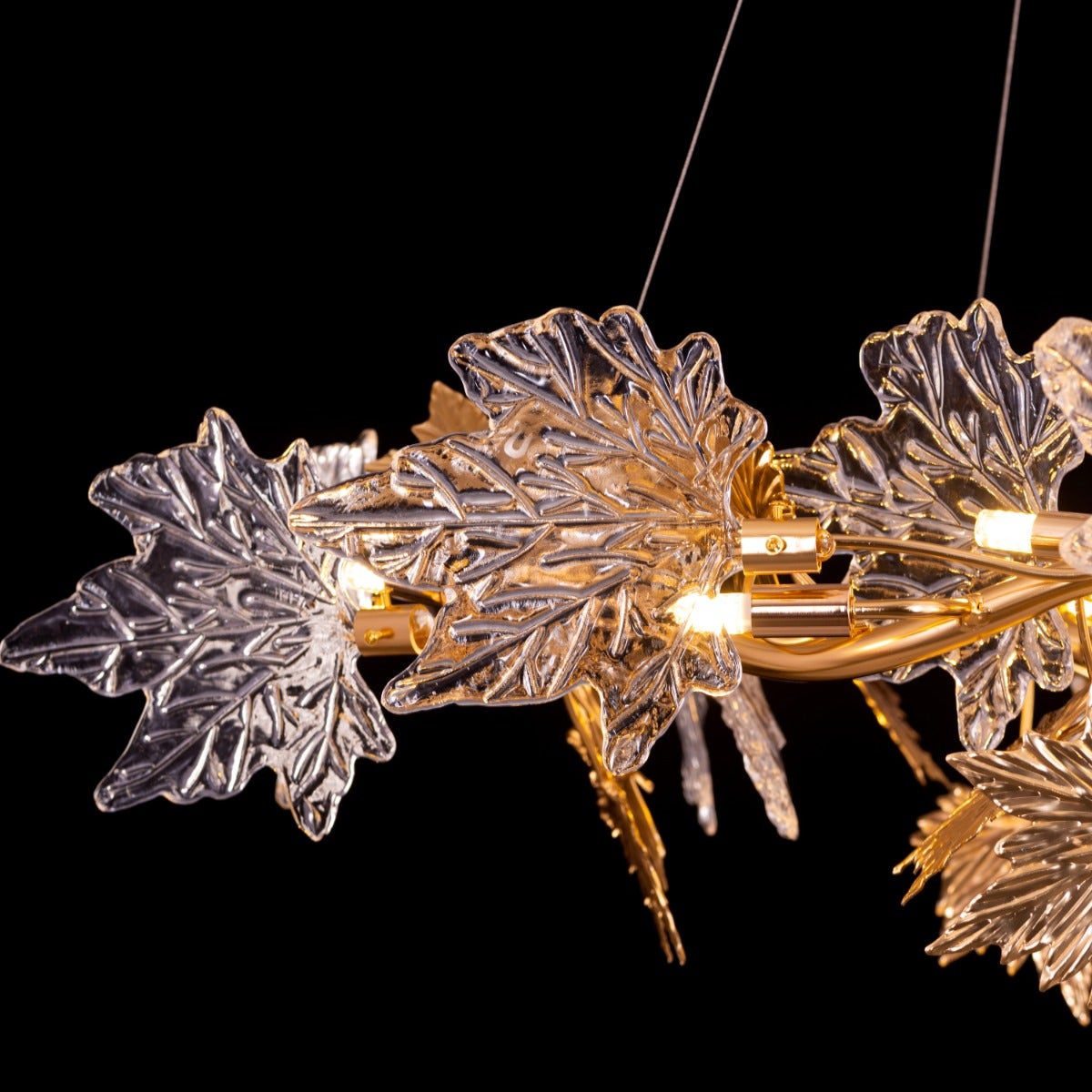 Falling For Flowers (Large, Gold) 1-Layer Tree Branch Crystal Chandelier