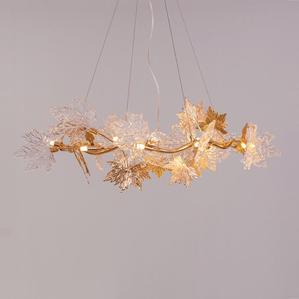 Falling For Flowers (Large, Gold) 1-Layer Tree Branch Crystal Chandelier