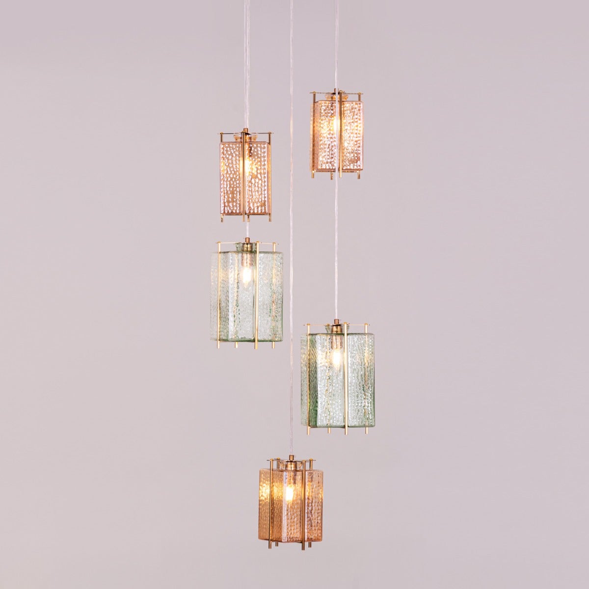 Take The Leap (Amber, Green) Textured Glass Chandelier