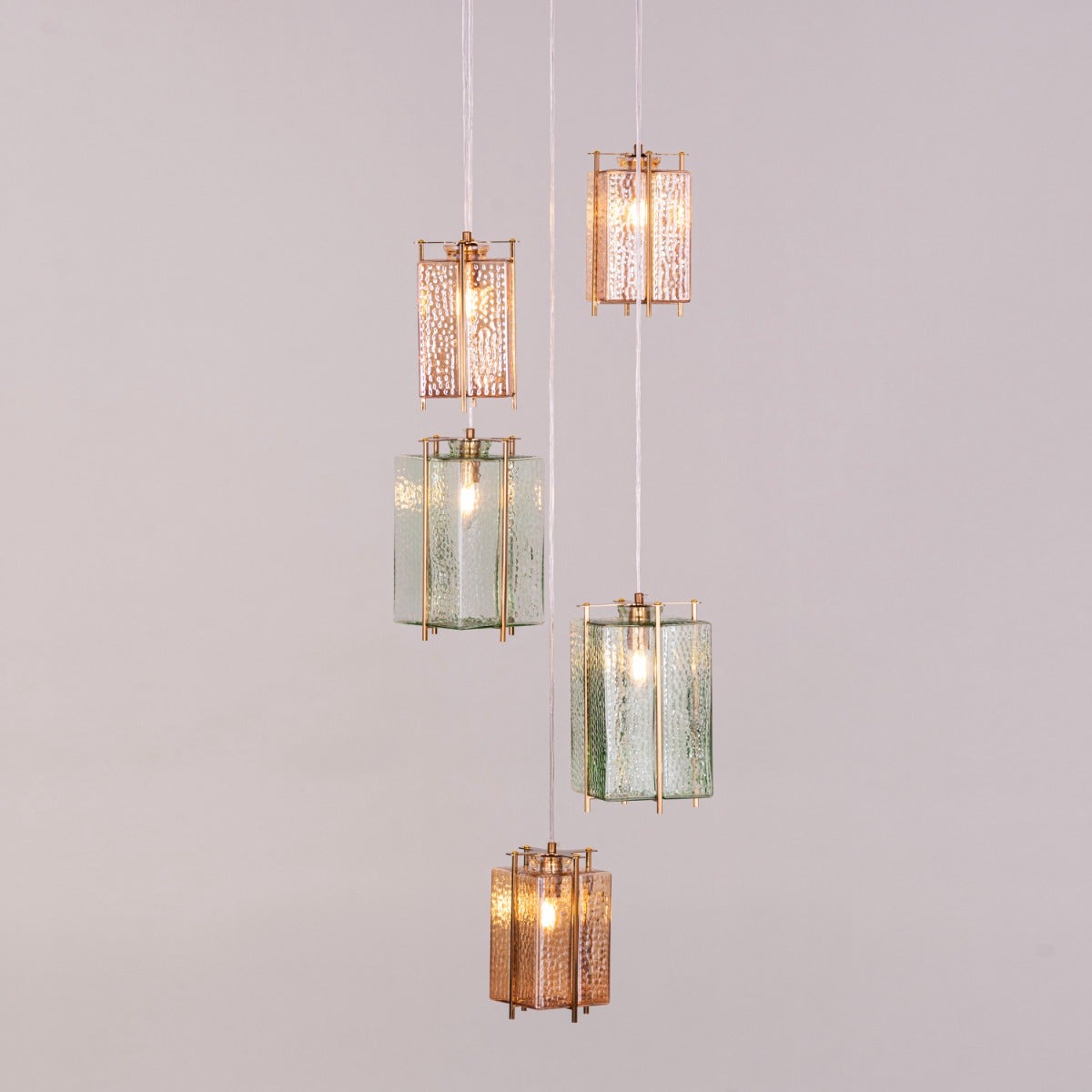 Take The Leap (Amber, Green) Textured Glass Chandelier