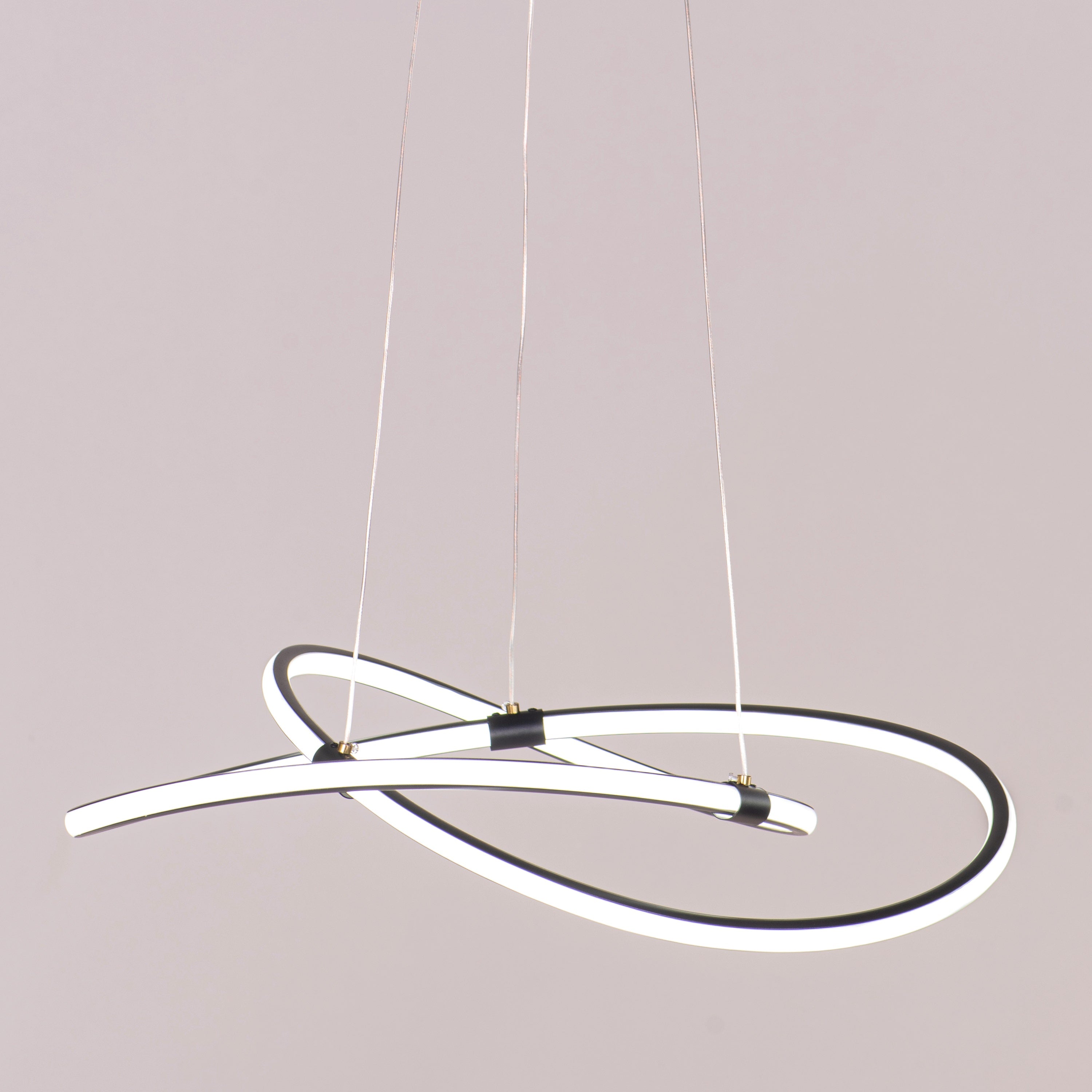 Twist Of Fate (Medium, Black, 3 Color Dimmable LED with Remote Control) Chandelier