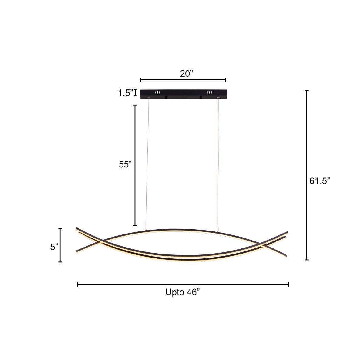 Believe In Me (Large, Black, 3 Color Dimmable LED with Remote Control) Chandelier