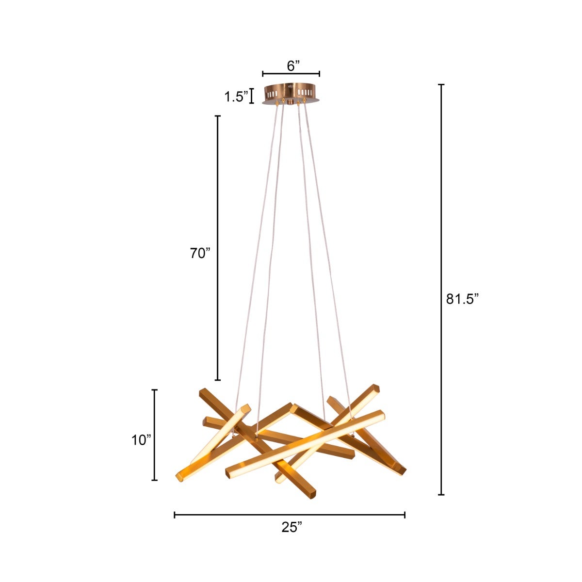 Run The World (Gold, 3 Color Dimmable LED with Remote Control) Chandelier