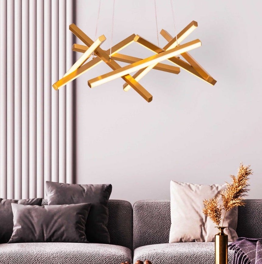 Run The World (Gold, 3 Color Dimmable LED with Remote Control) Chandelier