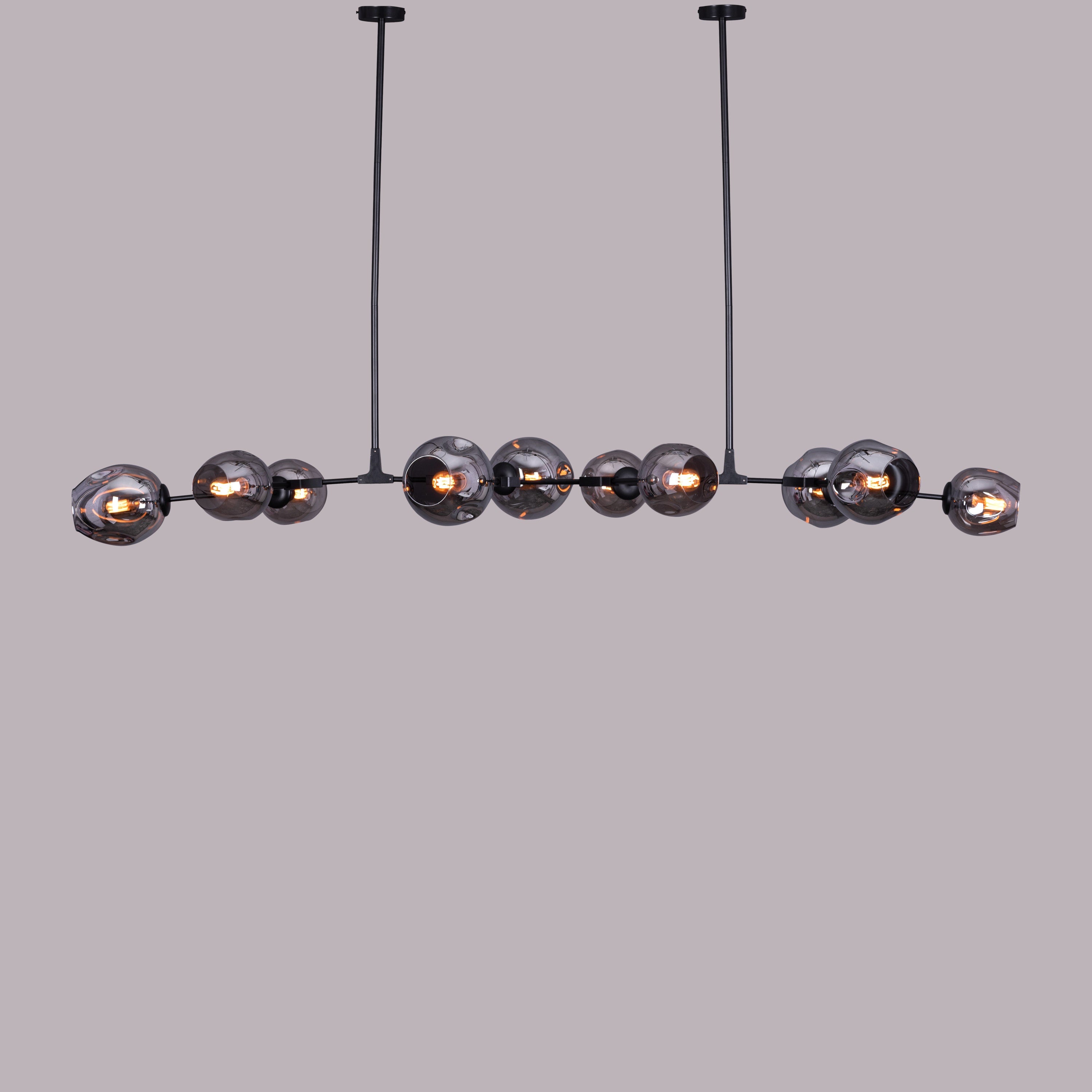 Games People Play (Large, Black, Smokey Grey, 10 Head) Glass Chandelier