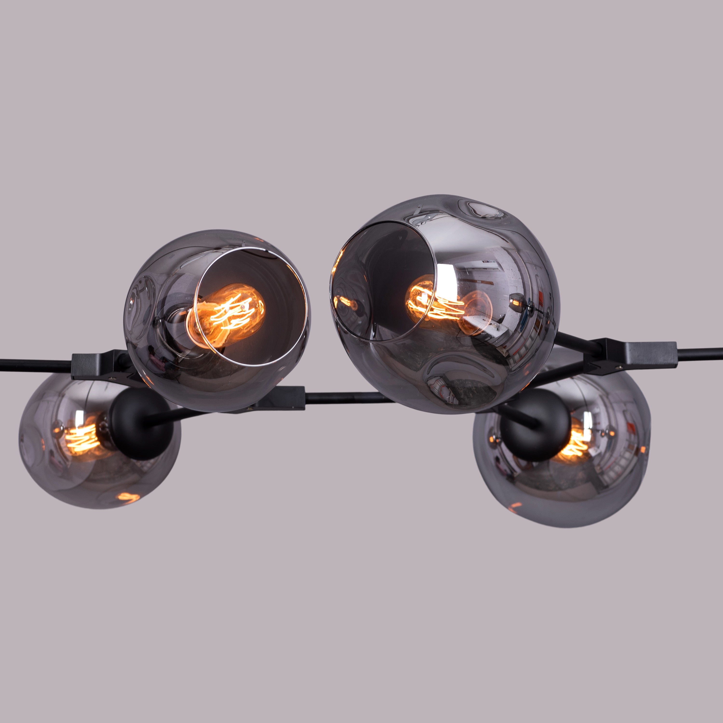 Games People Play (Large, Black, Smokey Grey, 10 Head) Glass Chandelier