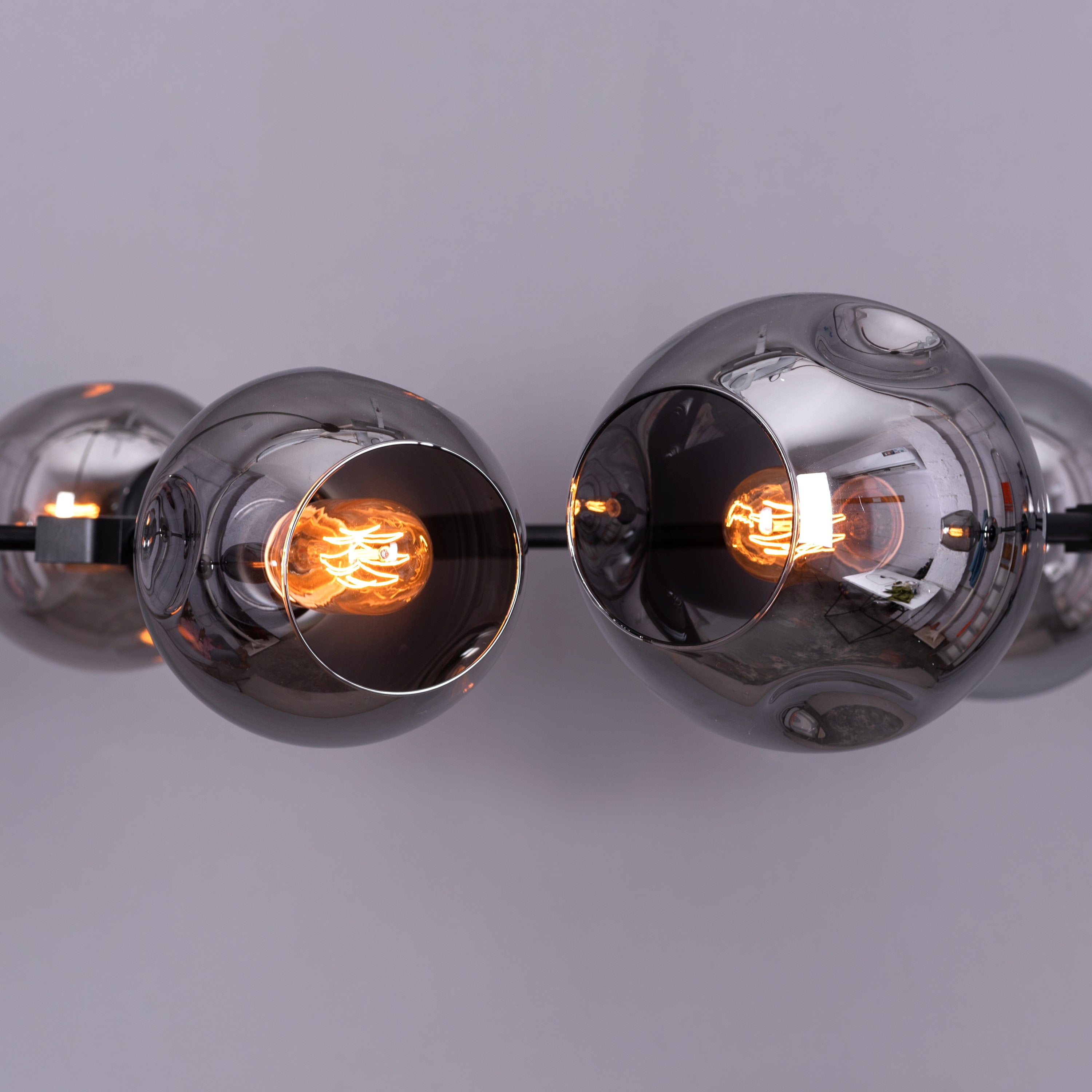 Games People Play (Large, Black, Smokey Grey, 10 Head) Glass Chandelier